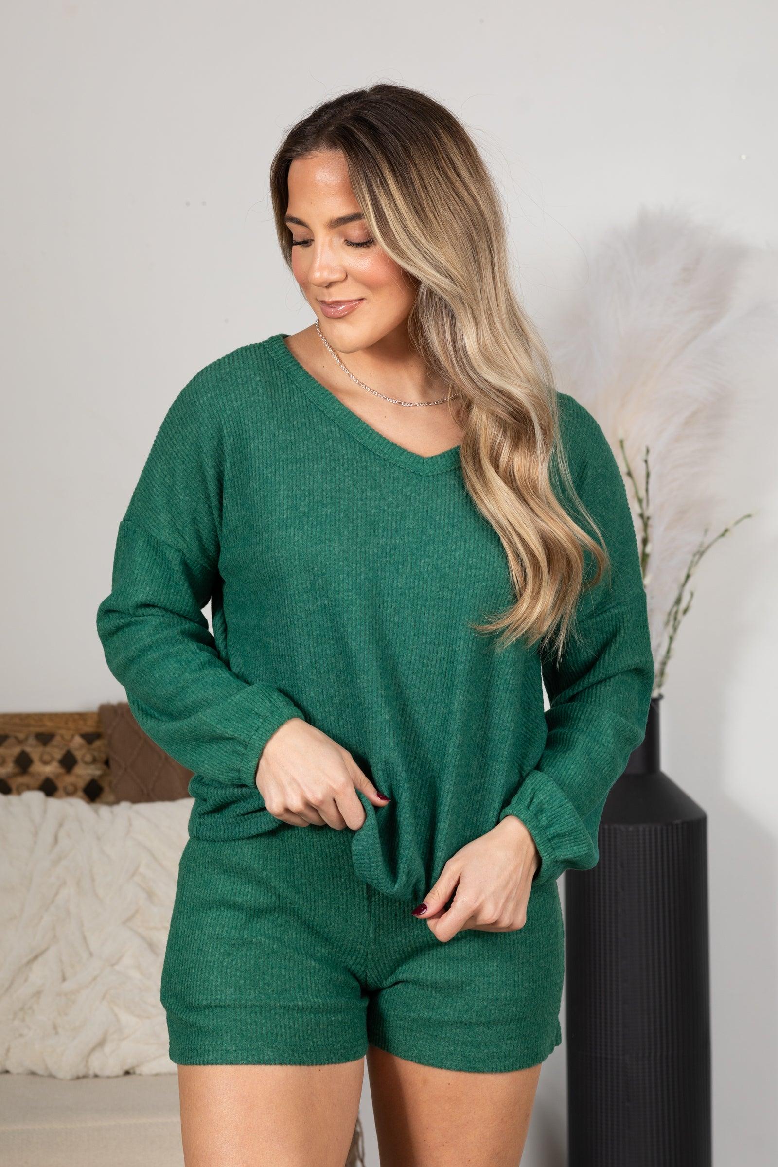 Brushed Ribbed Hacci Tee and Shorts Set Product Image