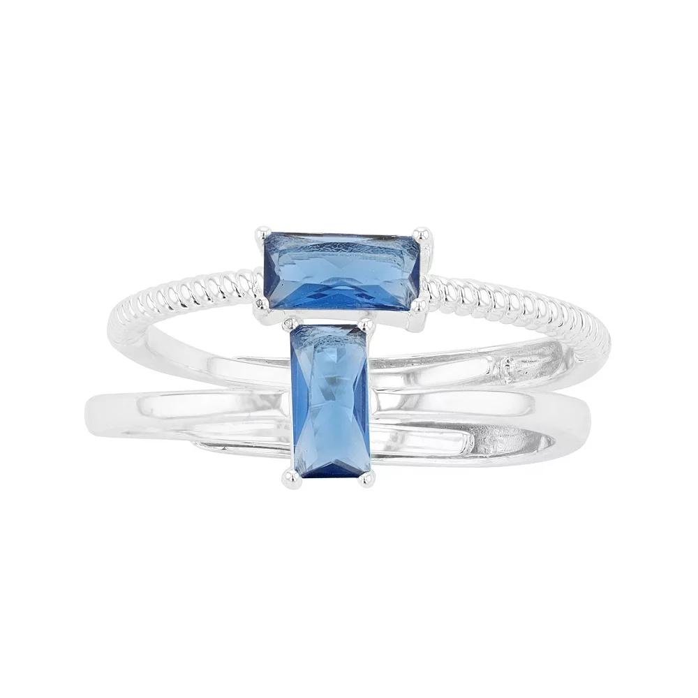 City Luxe Birthstone Simulated Gemstone Duo Ring Set, Women's, Silver Tone December Product Image