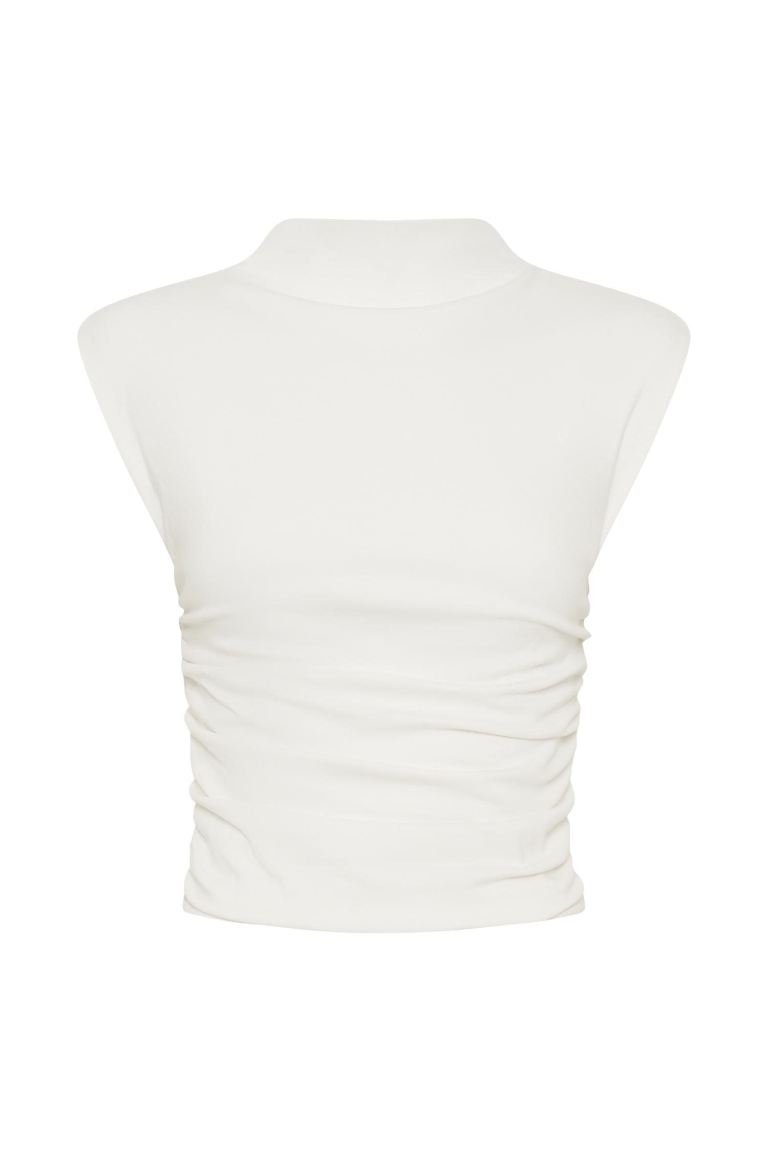 Ellia High Neck Sleeveless Top - White Product Image