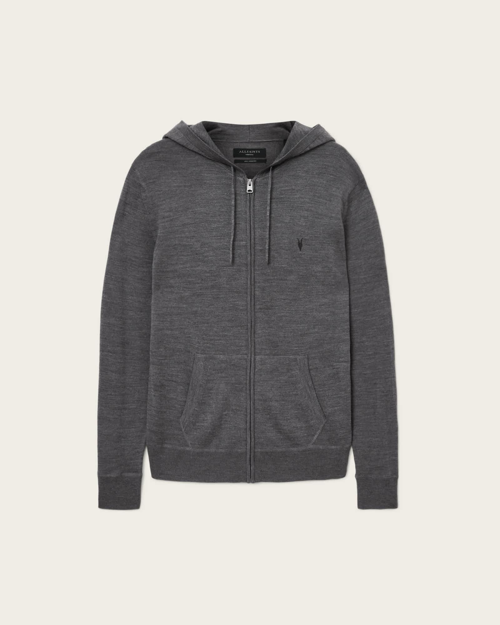 Mode Merino Zip Up Ramskull Hoodie MONUMENT GREY | ALLSAINTS US Product Image