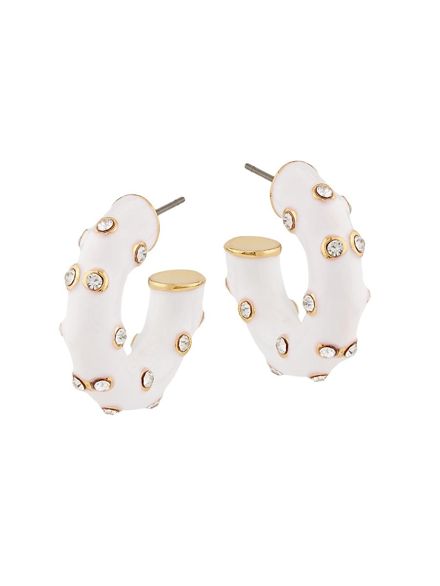 Womens Goldtone, Enamel & Glass Crystal Dotted Hoop Earrings Product Image