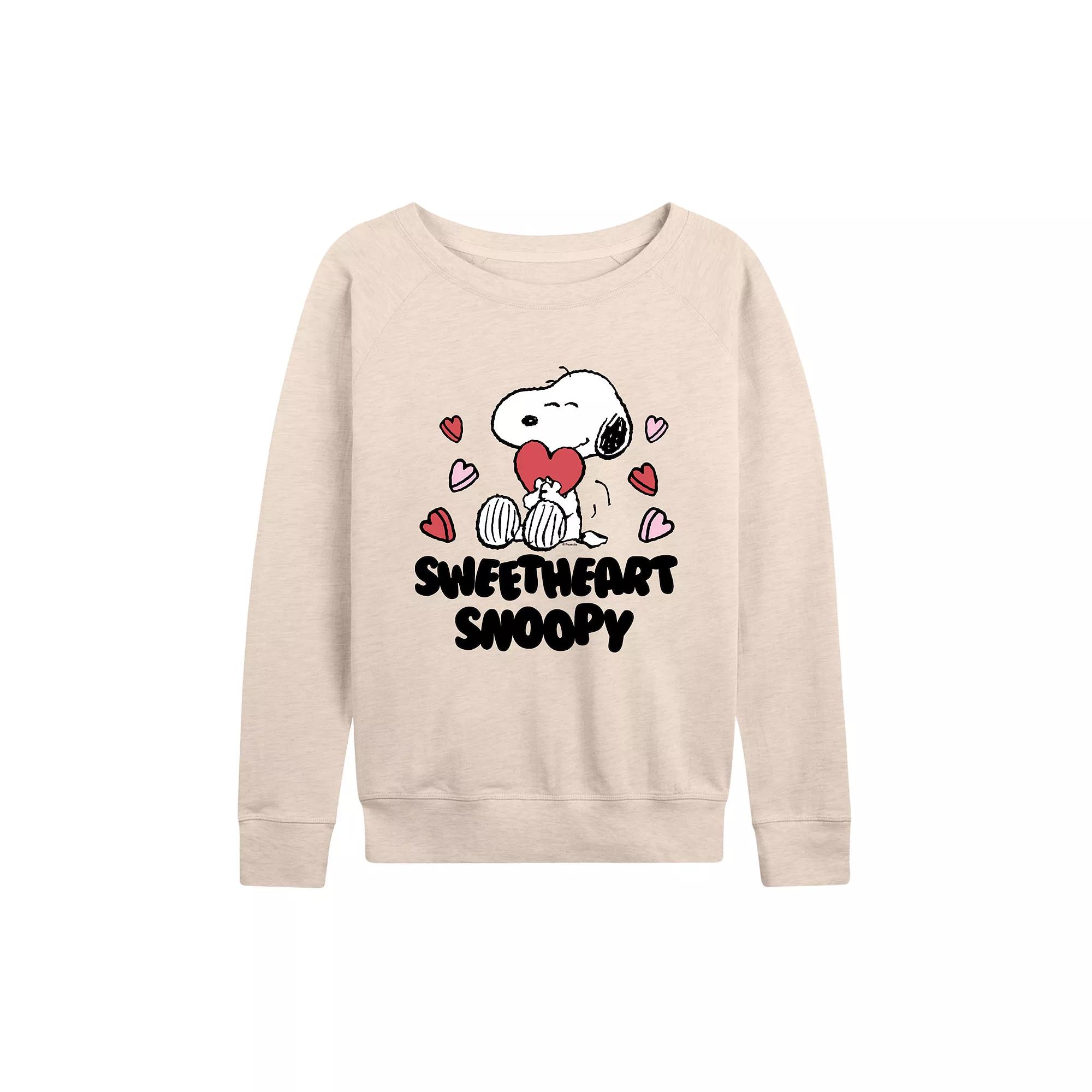 Women's Peanuts Sweetheart Snoopy French Terry Long Sleeve Tee,  Product Image