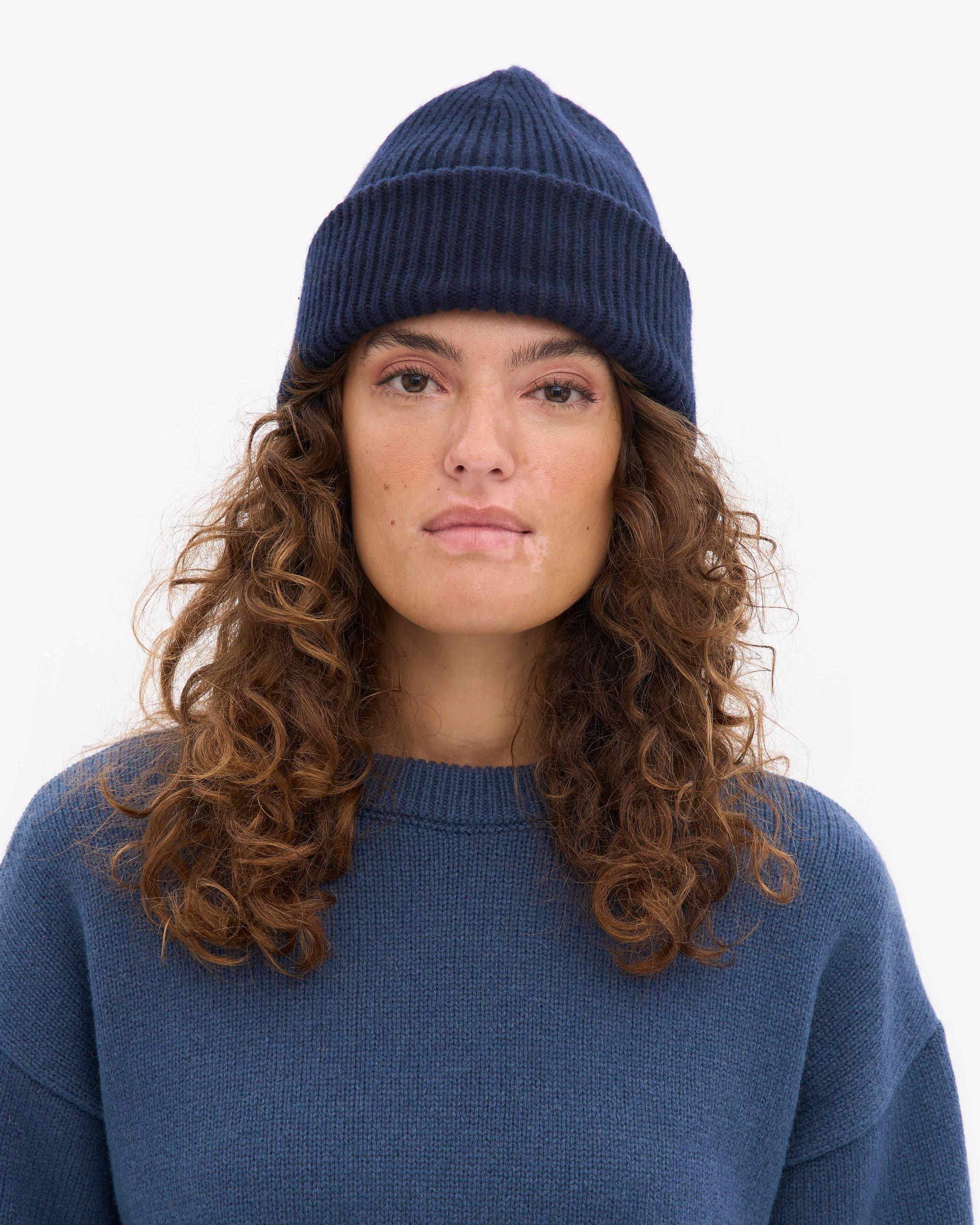 Merino Wool Hat - Navy Blue Product Image