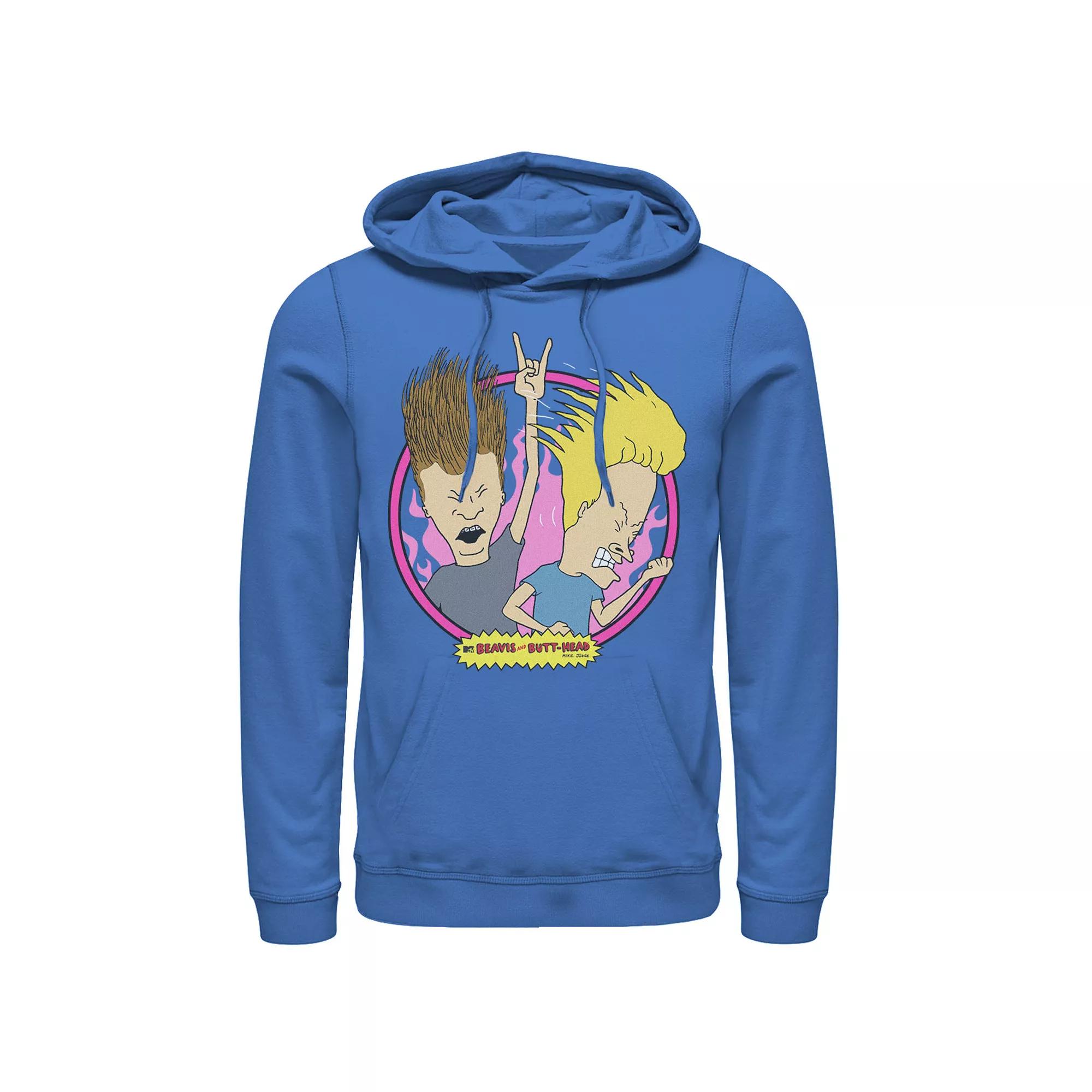 Men's Beavis And Butthead Rock N Roll Circle Portrait Hoodie,  Product Image