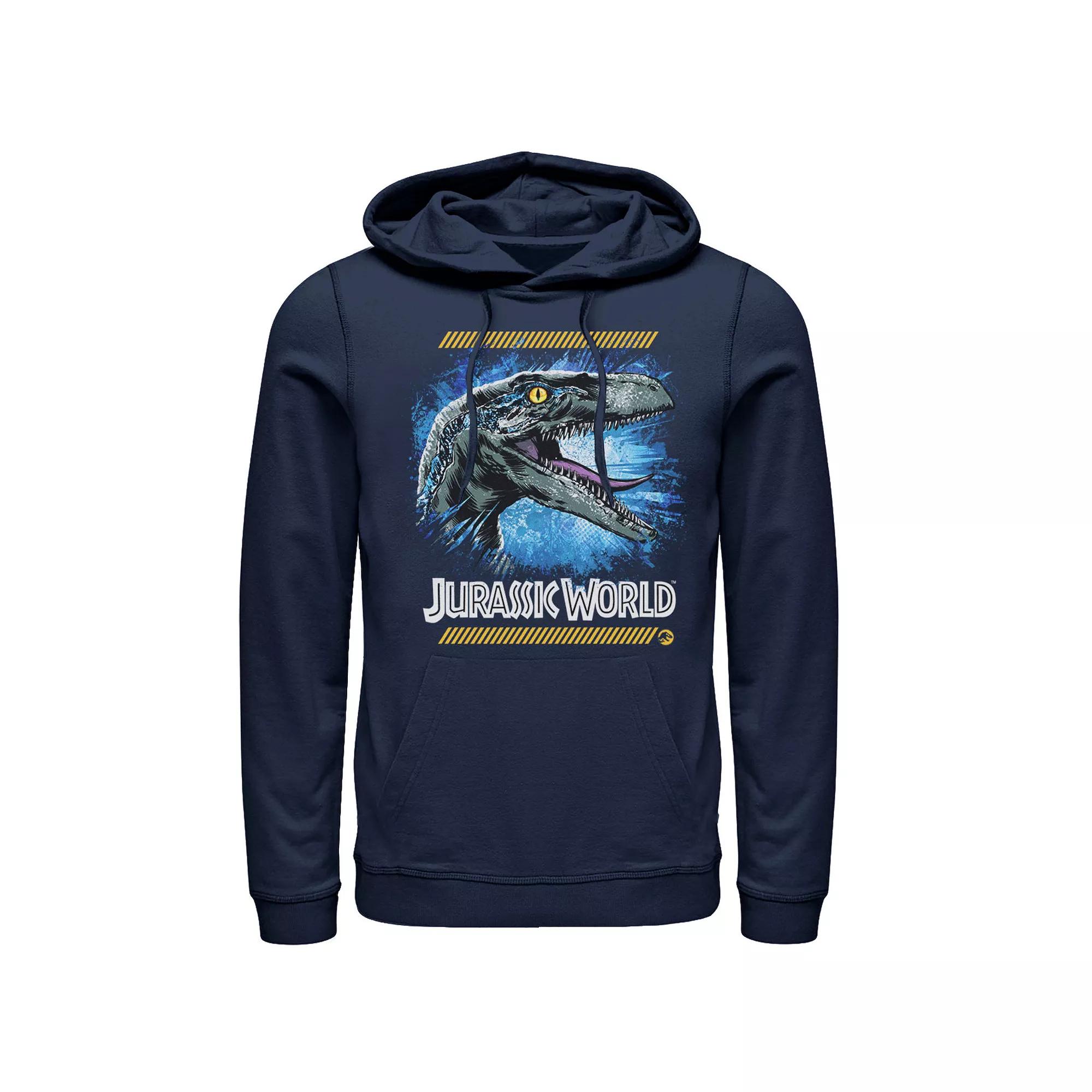 Men's Jurassic World Two Raptor Blue Splatter Hoodie,  Product Image