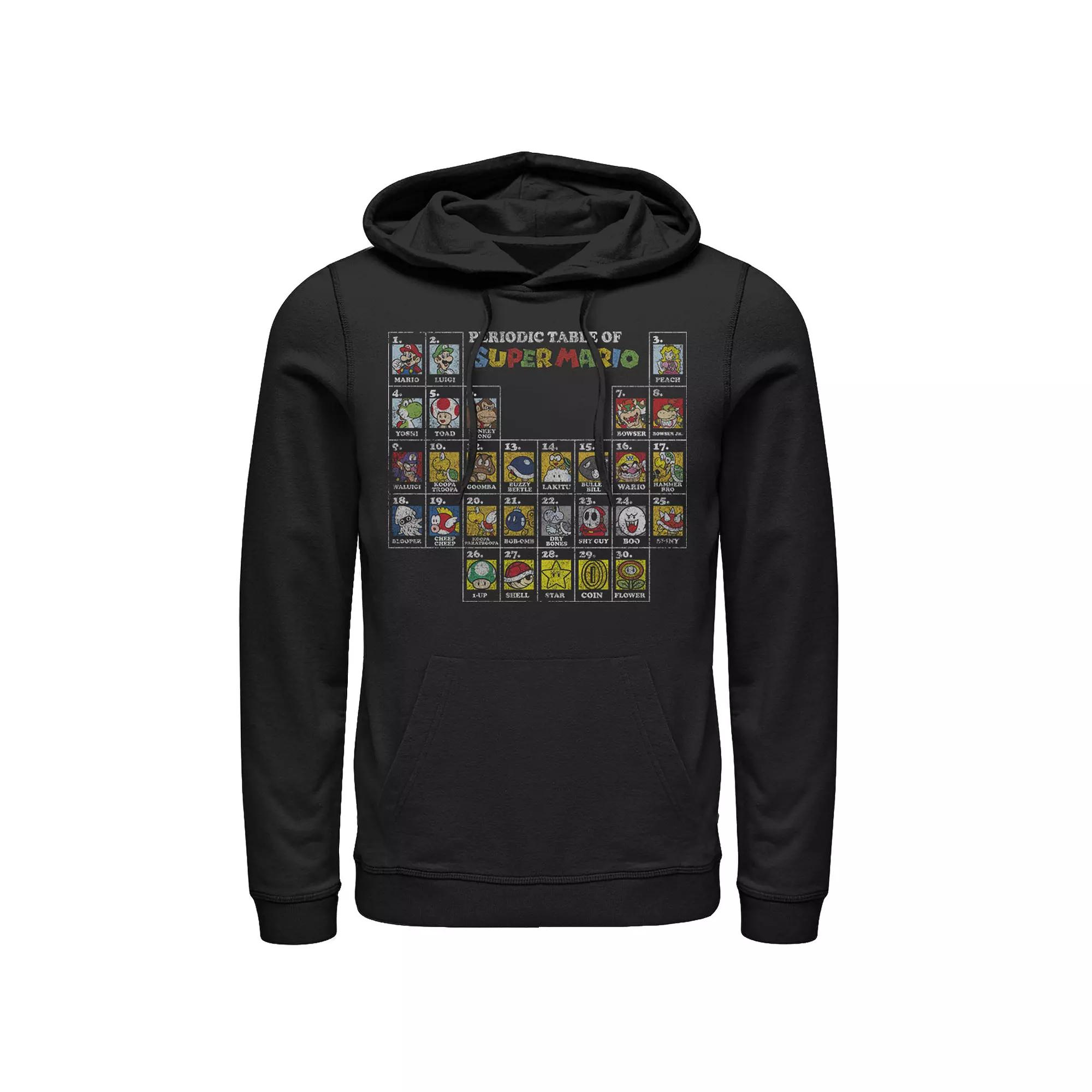 Men's Nintendo Super Mario Periodic Table Of Character Panel Grid Hoodie,  Product Image