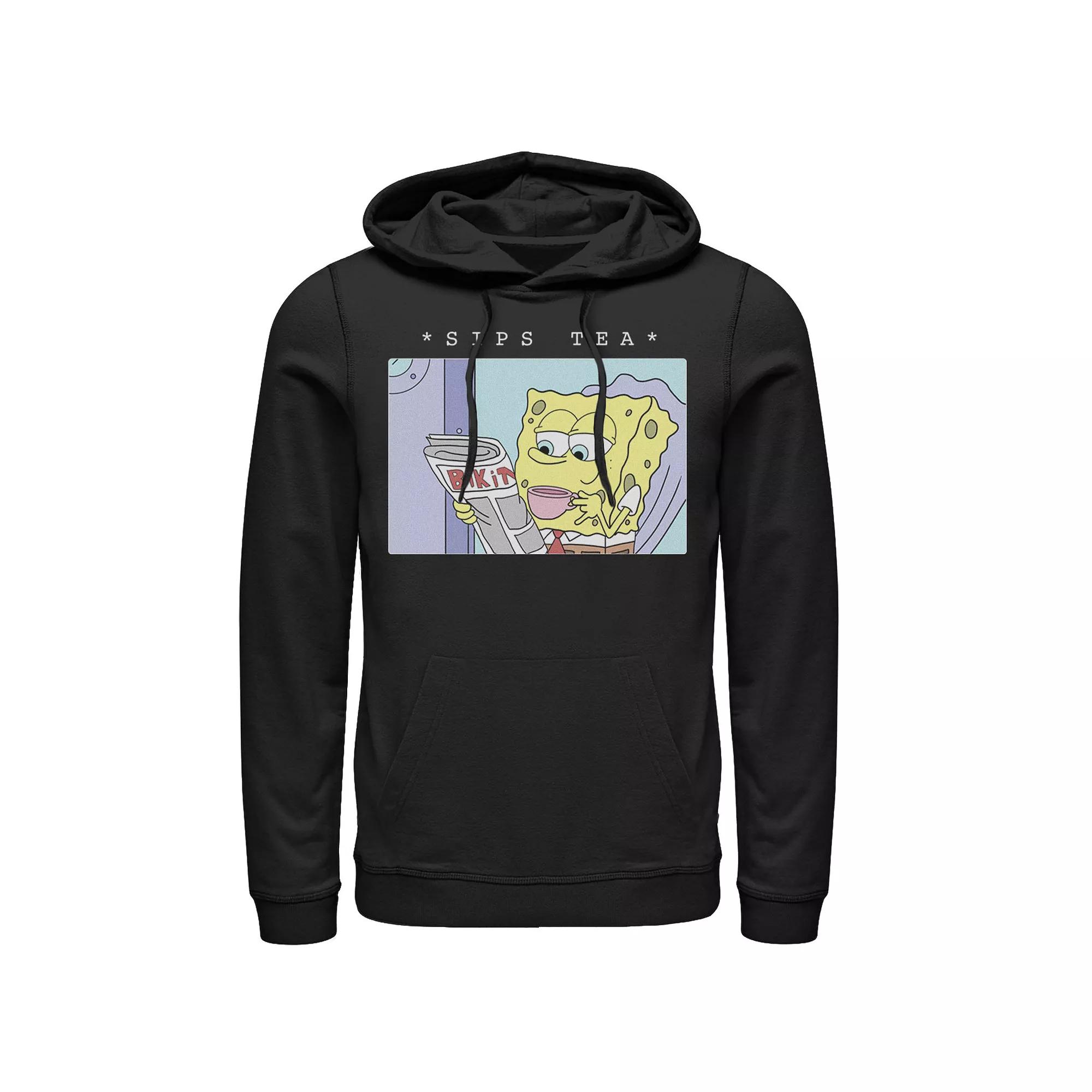 Men's SpongeBob SquarePants Sips Tea Meme Hoodie,  Product Image