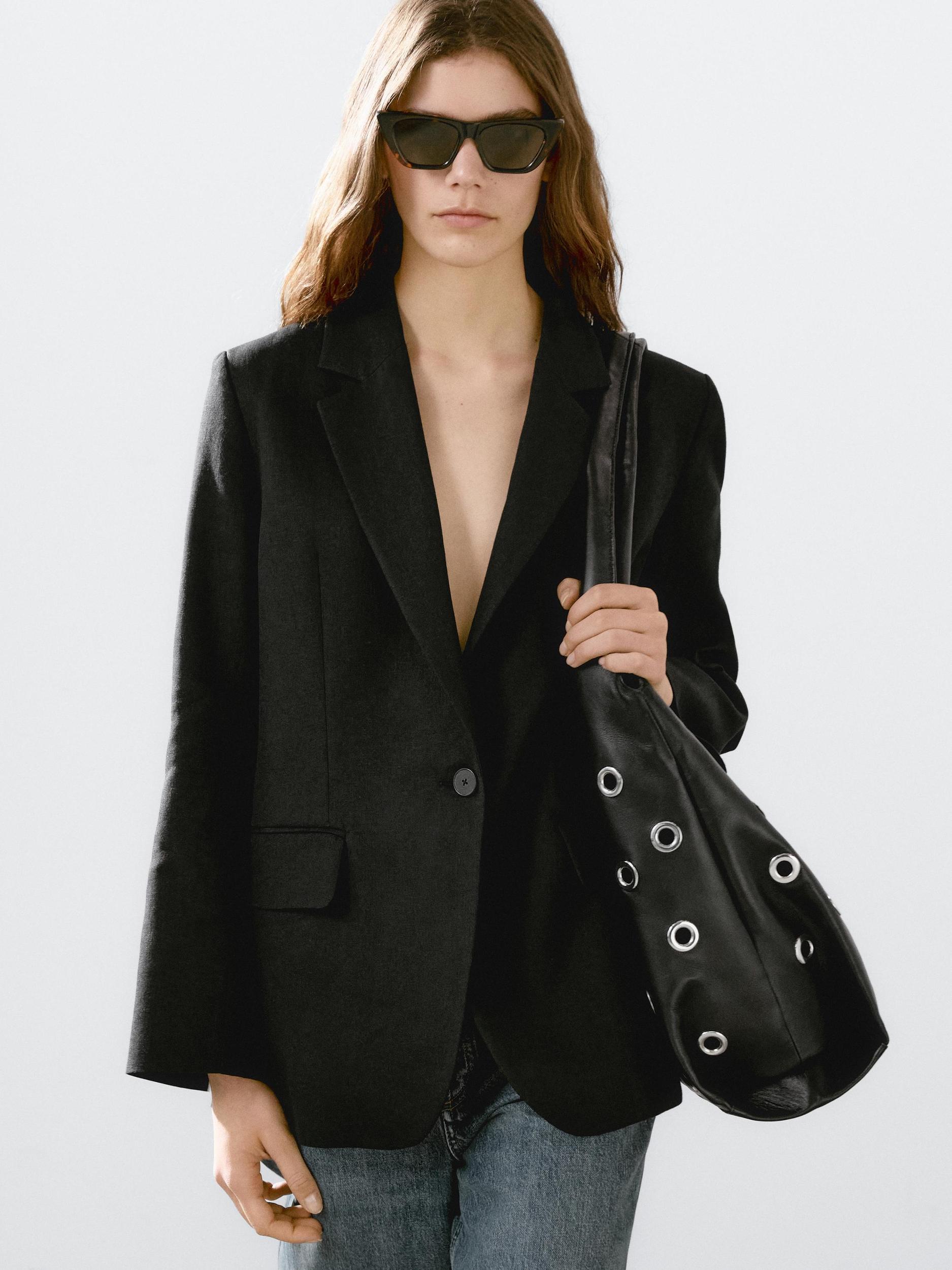 Linen blend suit blazer Product Image