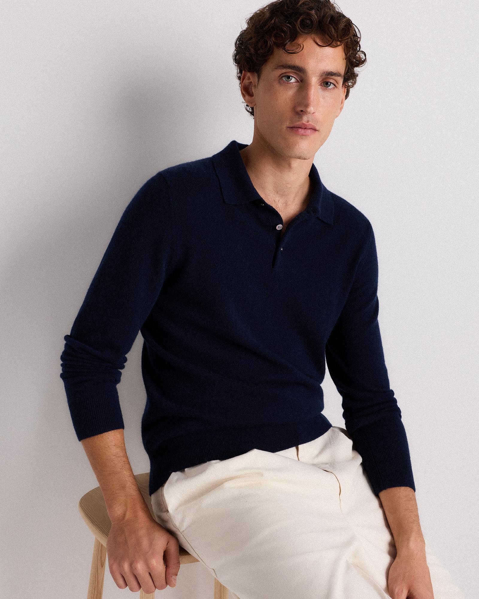 Quince | Men's Mongolian Cashmere Polo Sweater Size XL Product Image