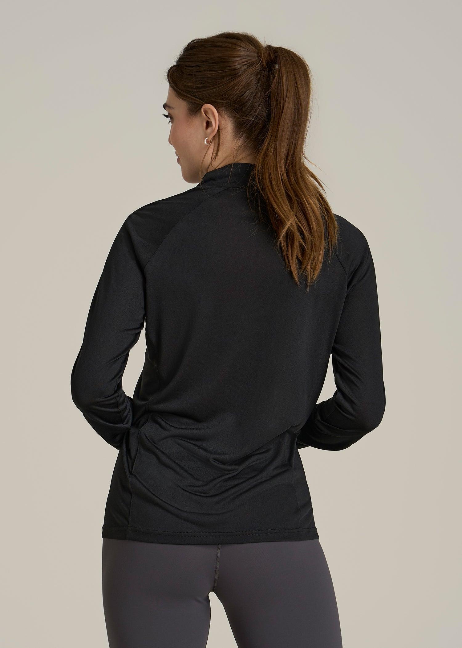 Long Sleeve Active Half-Zip Pullover Jacket for Tall Women in Black Female Product Image