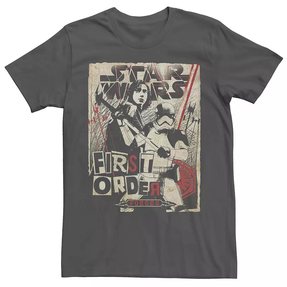 Men's Star Wars Last Jedi First Order Cutout Grunge Poster Tee,  Product Image