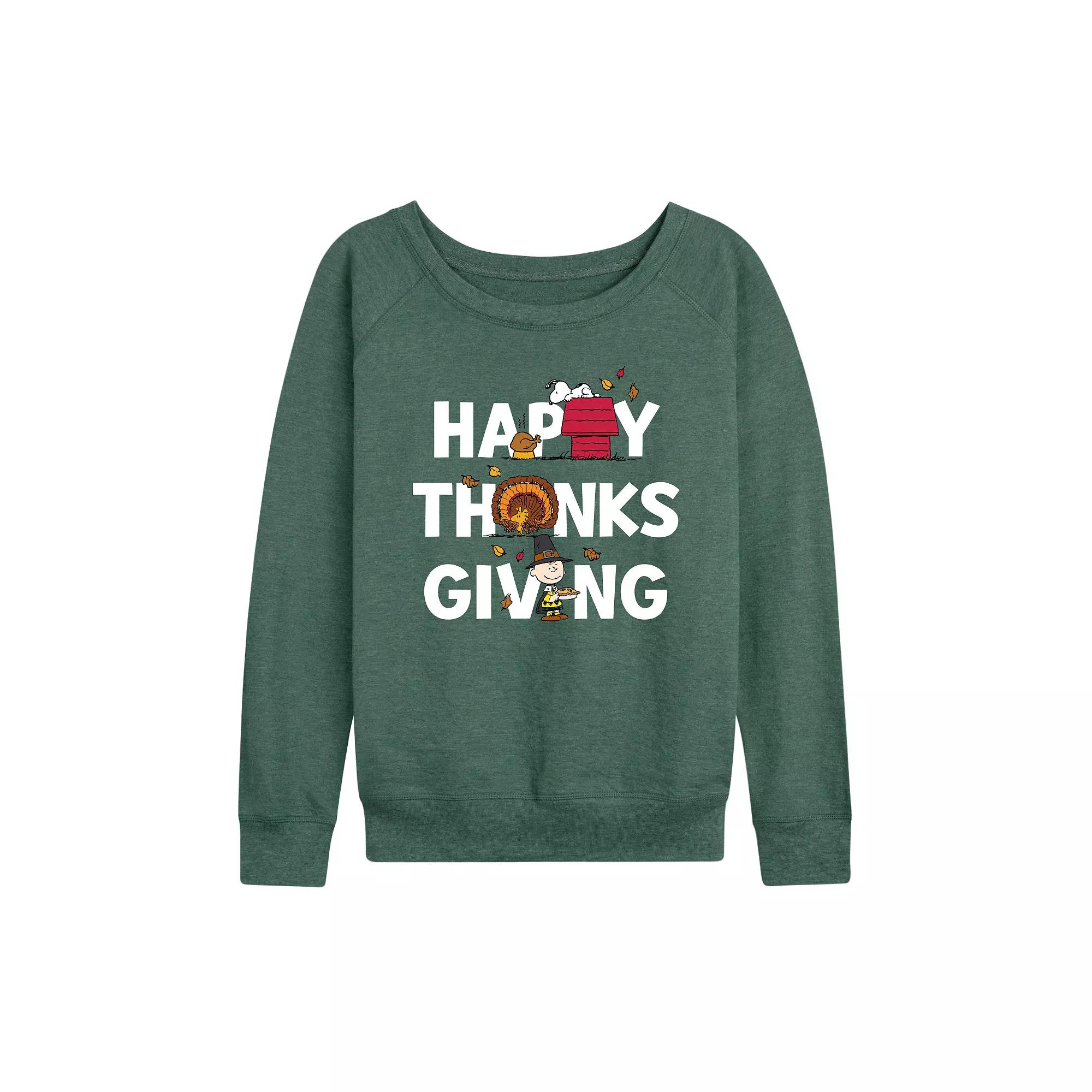 Women's Peanuts Happy Thanksgiving French Terry Long Sleeve Tee,  Product Image