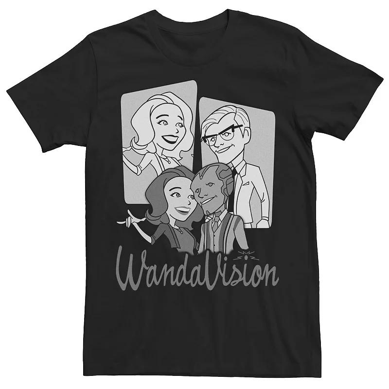 Men's Marvel WandaVision Character Panels Greyscale Tee,  Product Image