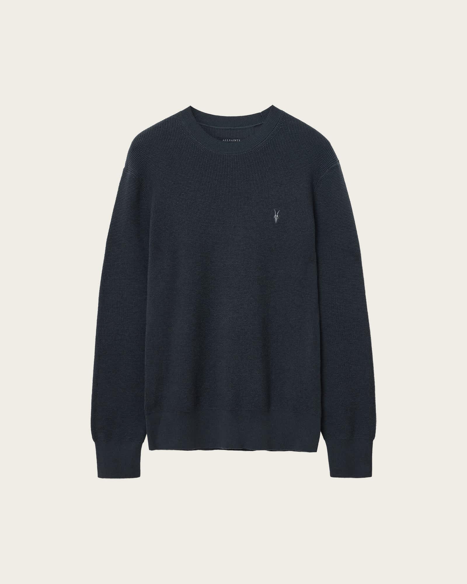 Aspen Waffle Crew Neck Sweater BOND BLUE | ALLSAINTS US Product Image
