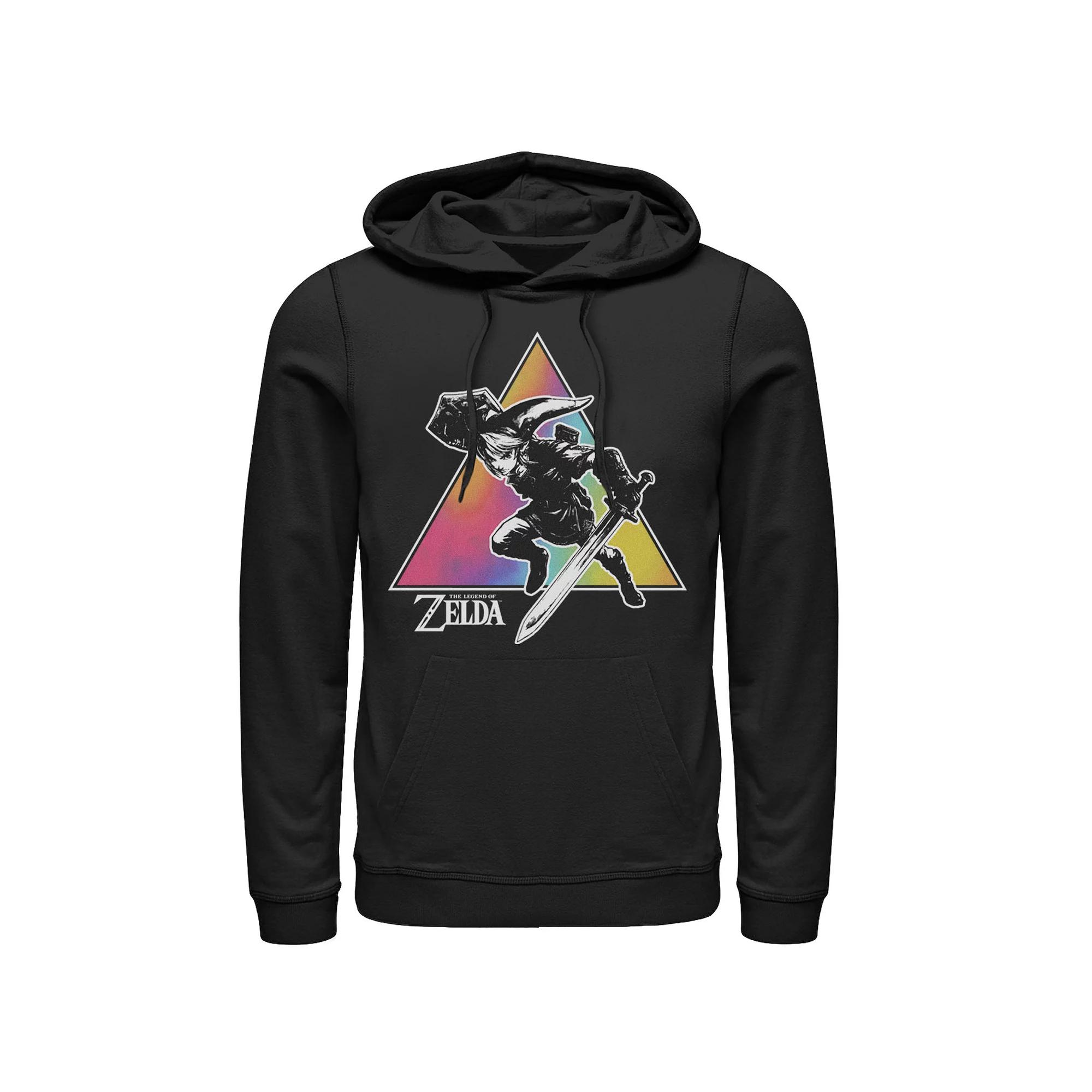 Men's Zelda Link Tie Dye Triangle Portrait Hoodie,  Product Image
