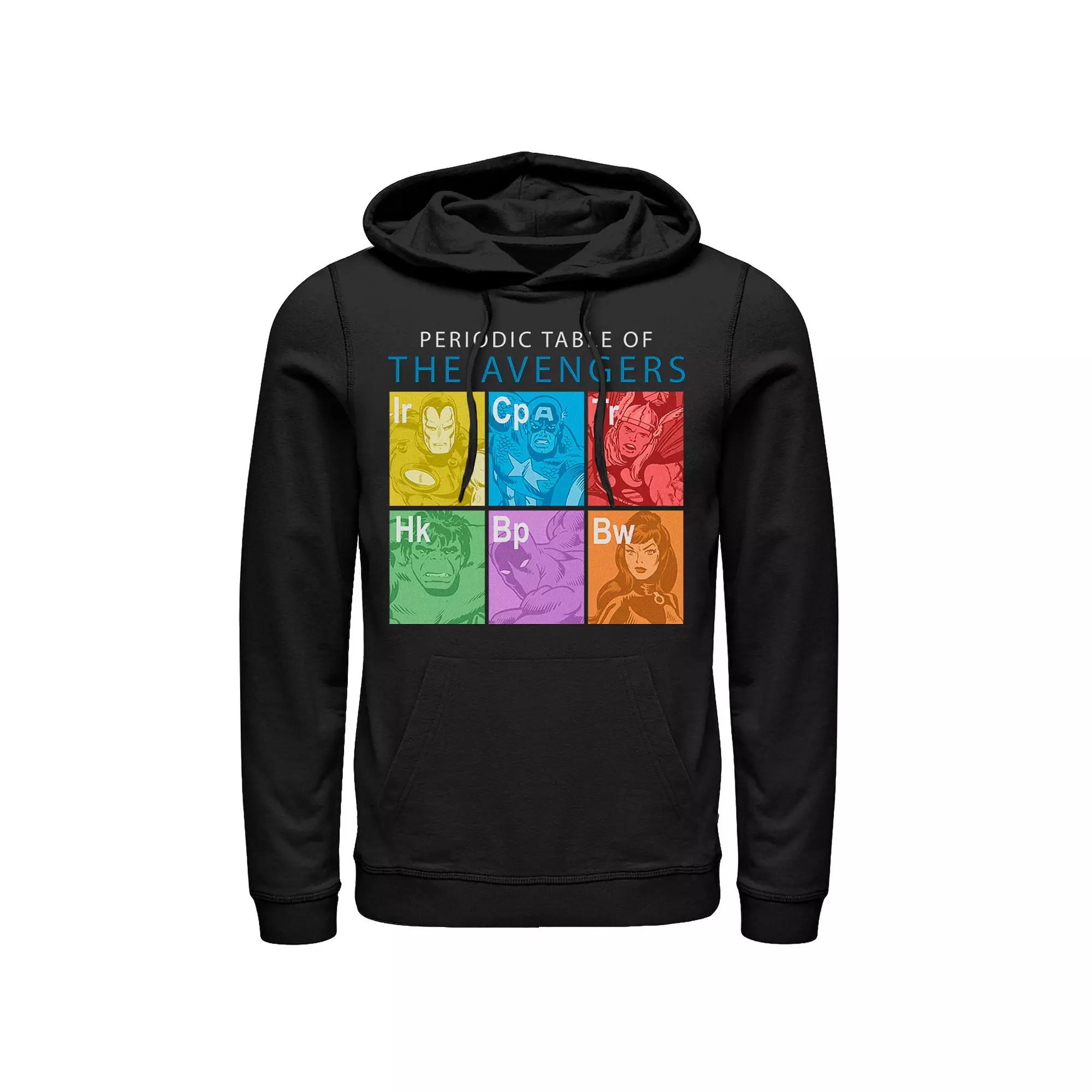 Men's Marvel The Avengers Periodic Table Box Up Hoodie, Size: Small, Black Product Image