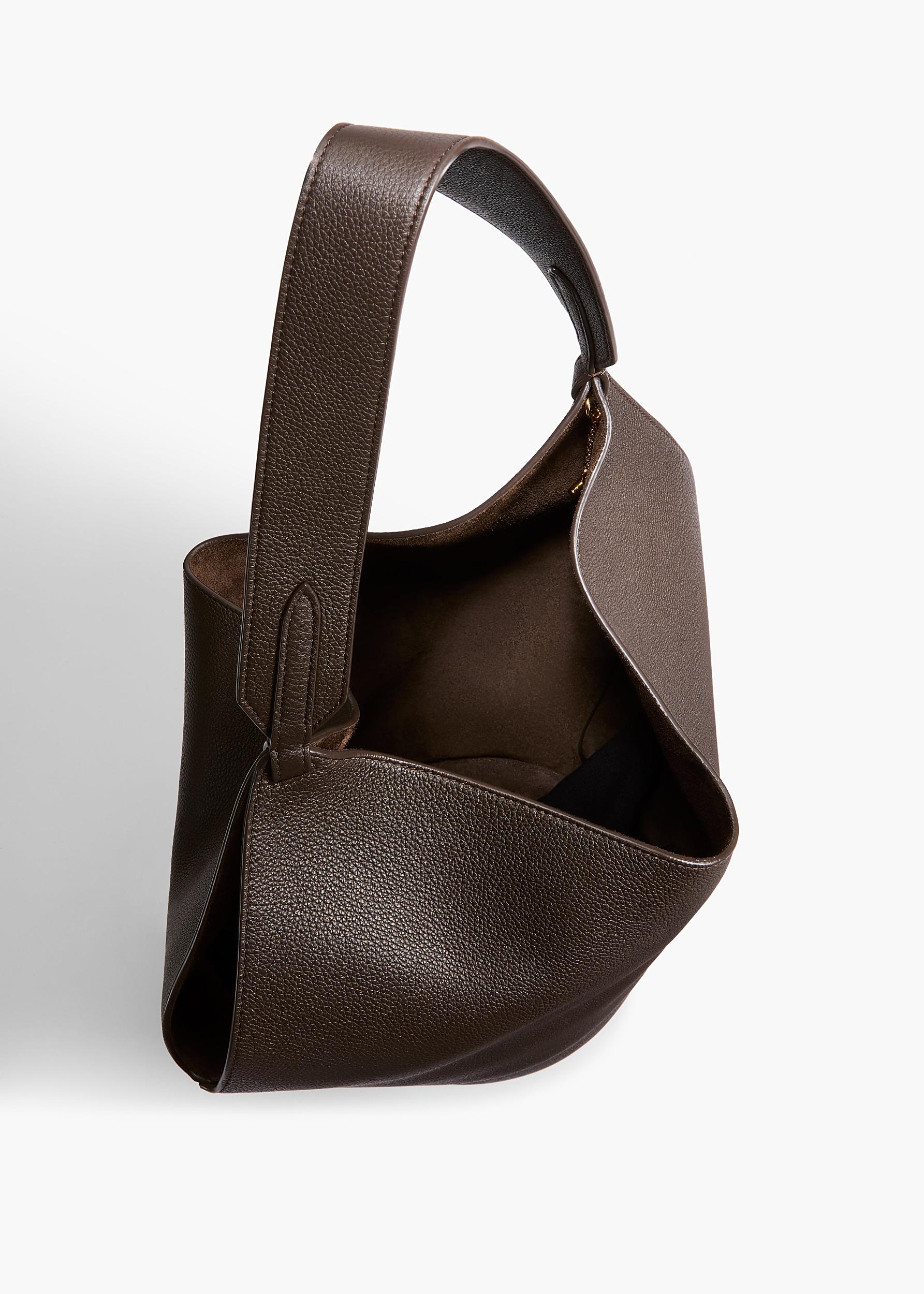Small Lotus Tote in Dark Brown Pebbled Leather Product Image