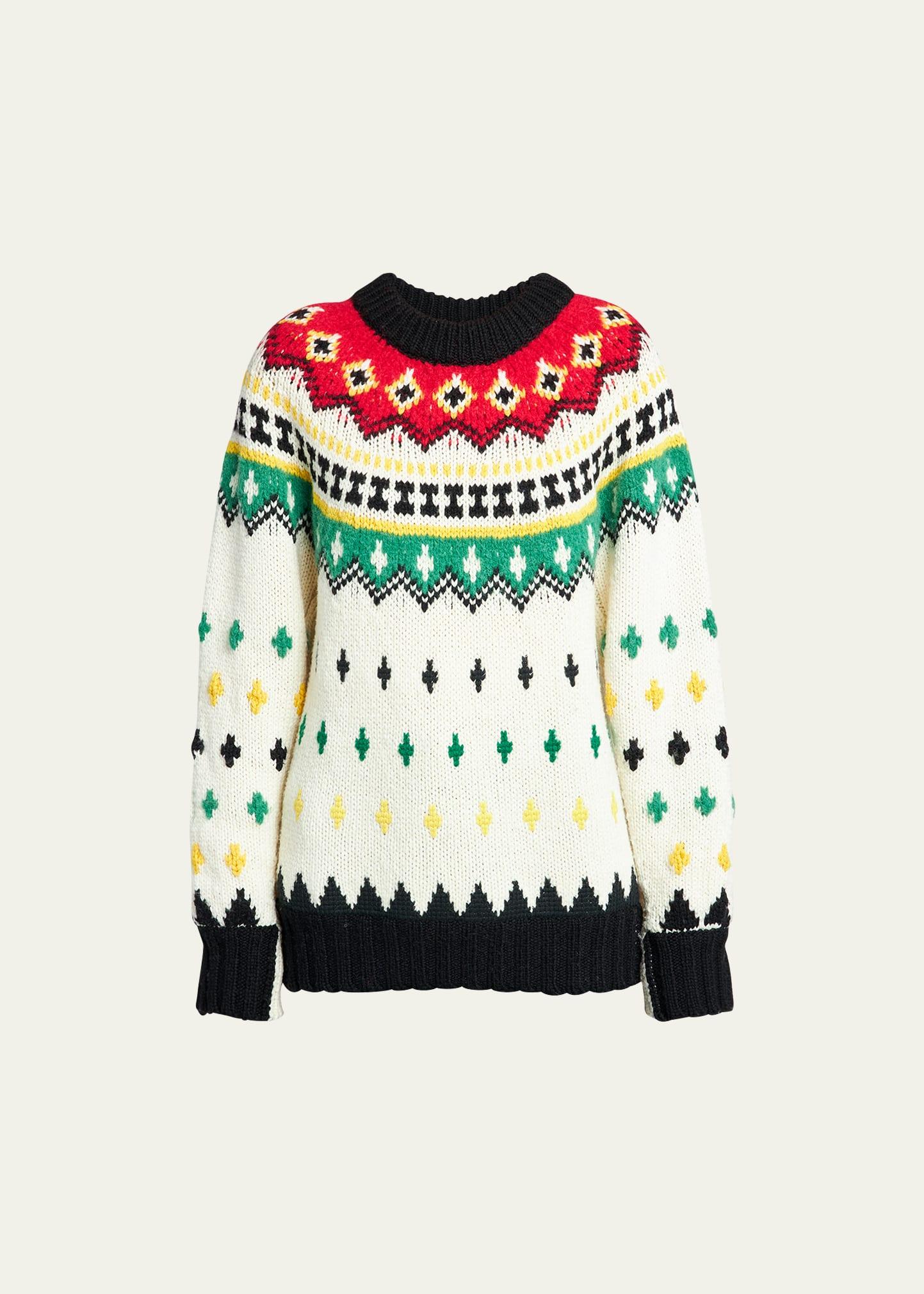 Intarsia Knit Wool Crewneck Product Image