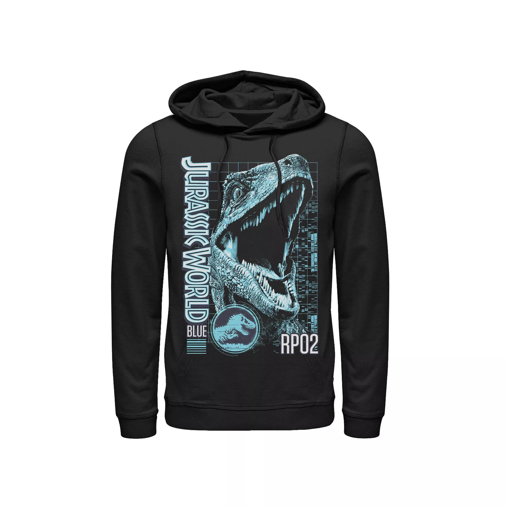 Men's Jurassic World Two Blue Face Tech Schematic Hoodie,  Product Image