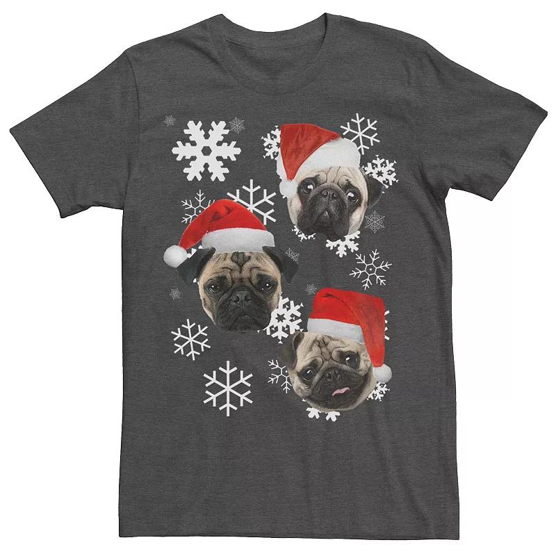 Big & Tall Pug Faces In Santa Hats Christmas Funny Tee, Men's, Size: 3XL Tall, Grey Heather Product Image