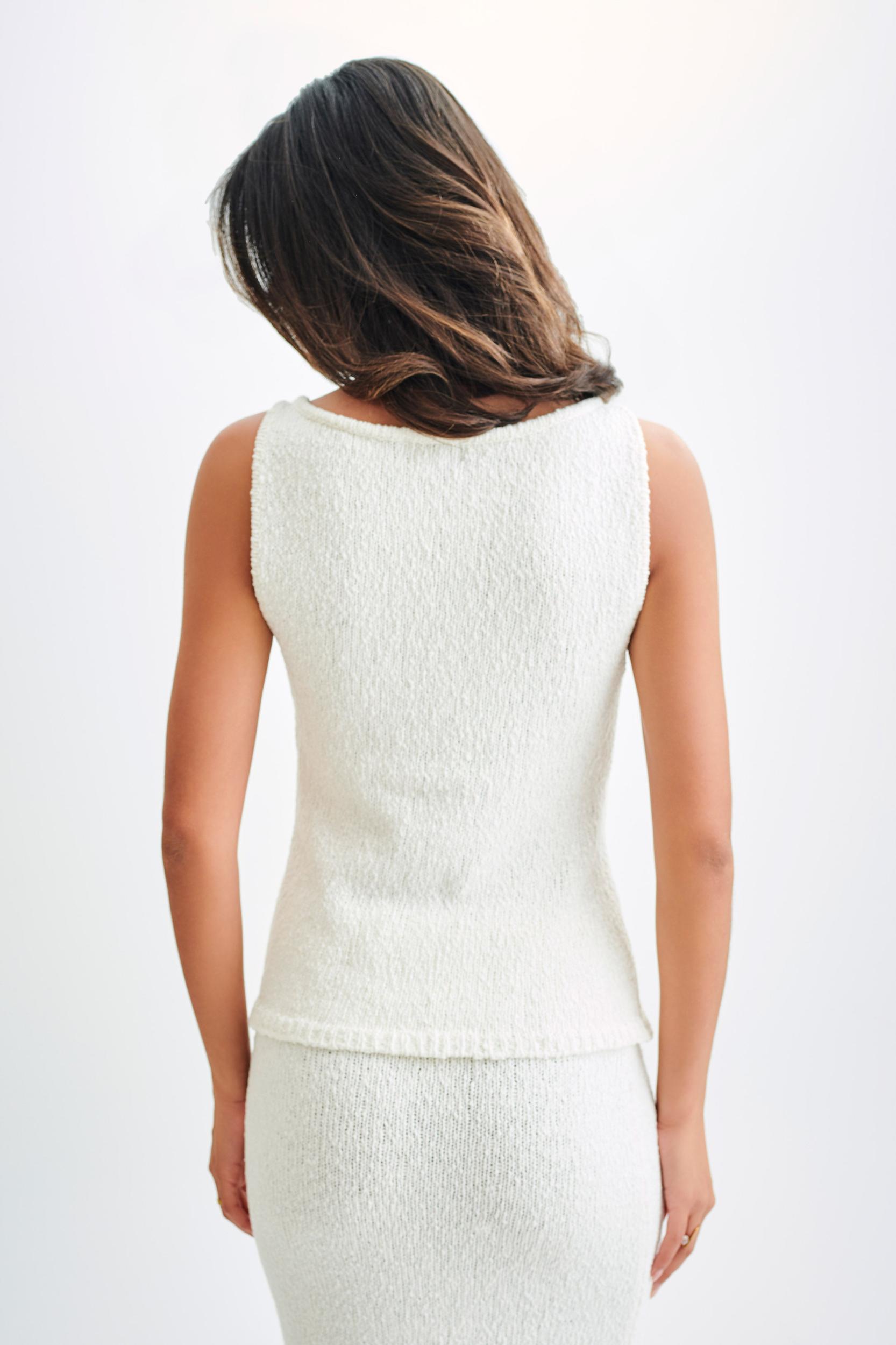 Mackie Boucle Longline Vest - White Product Image