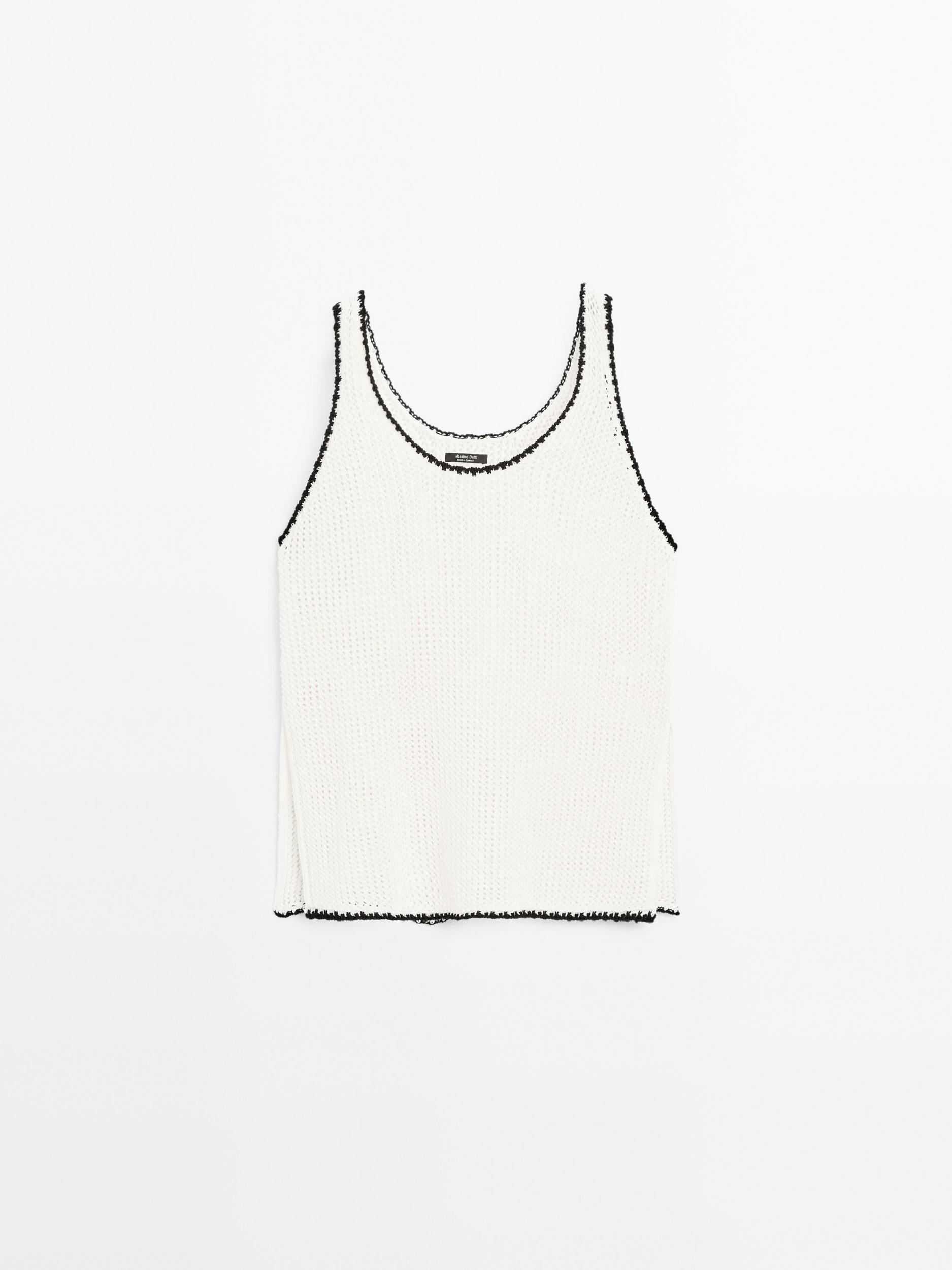 100% cotton strappy crochet top Product Image