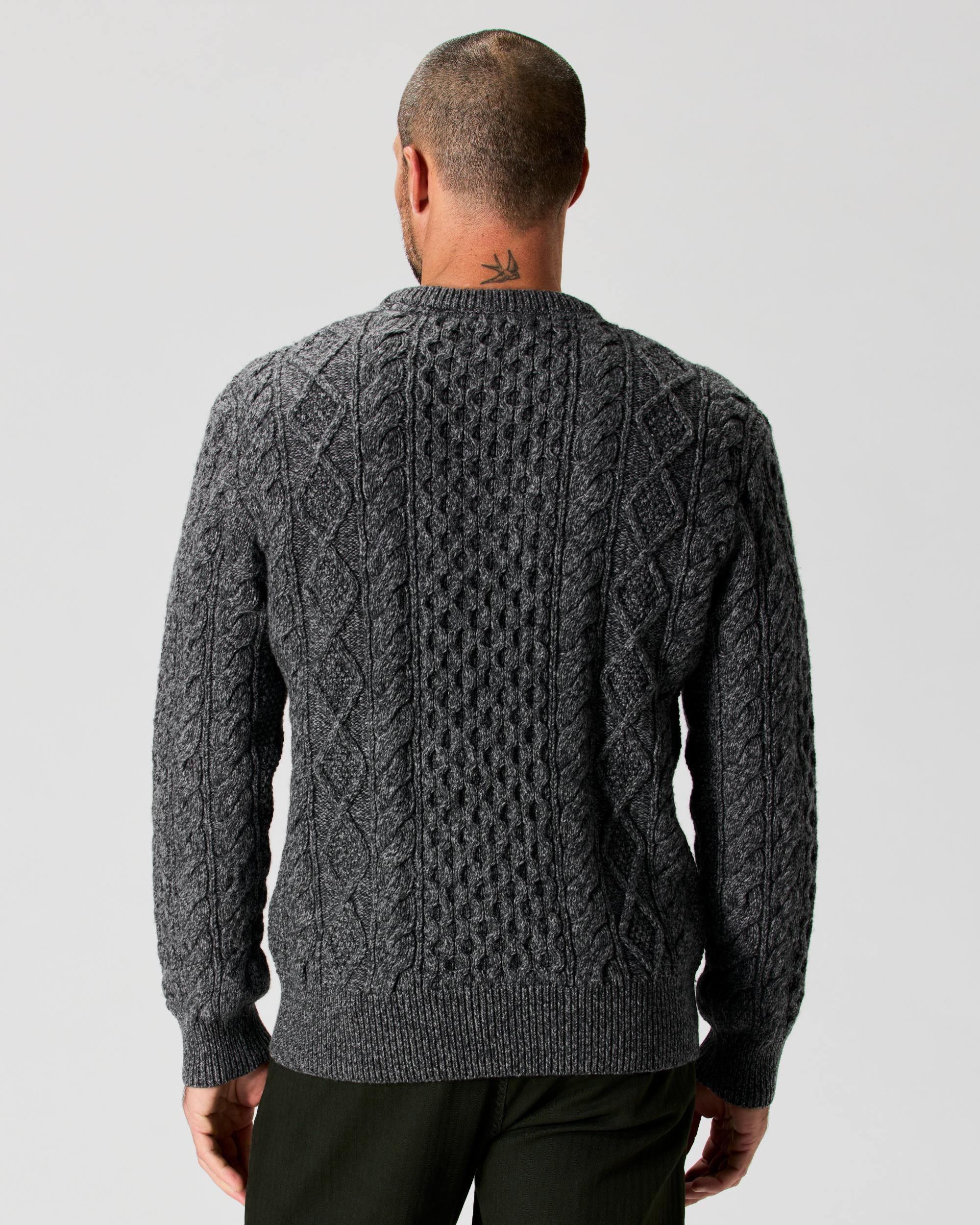 Aran Cable Knit Crewneck Sweater Product Image