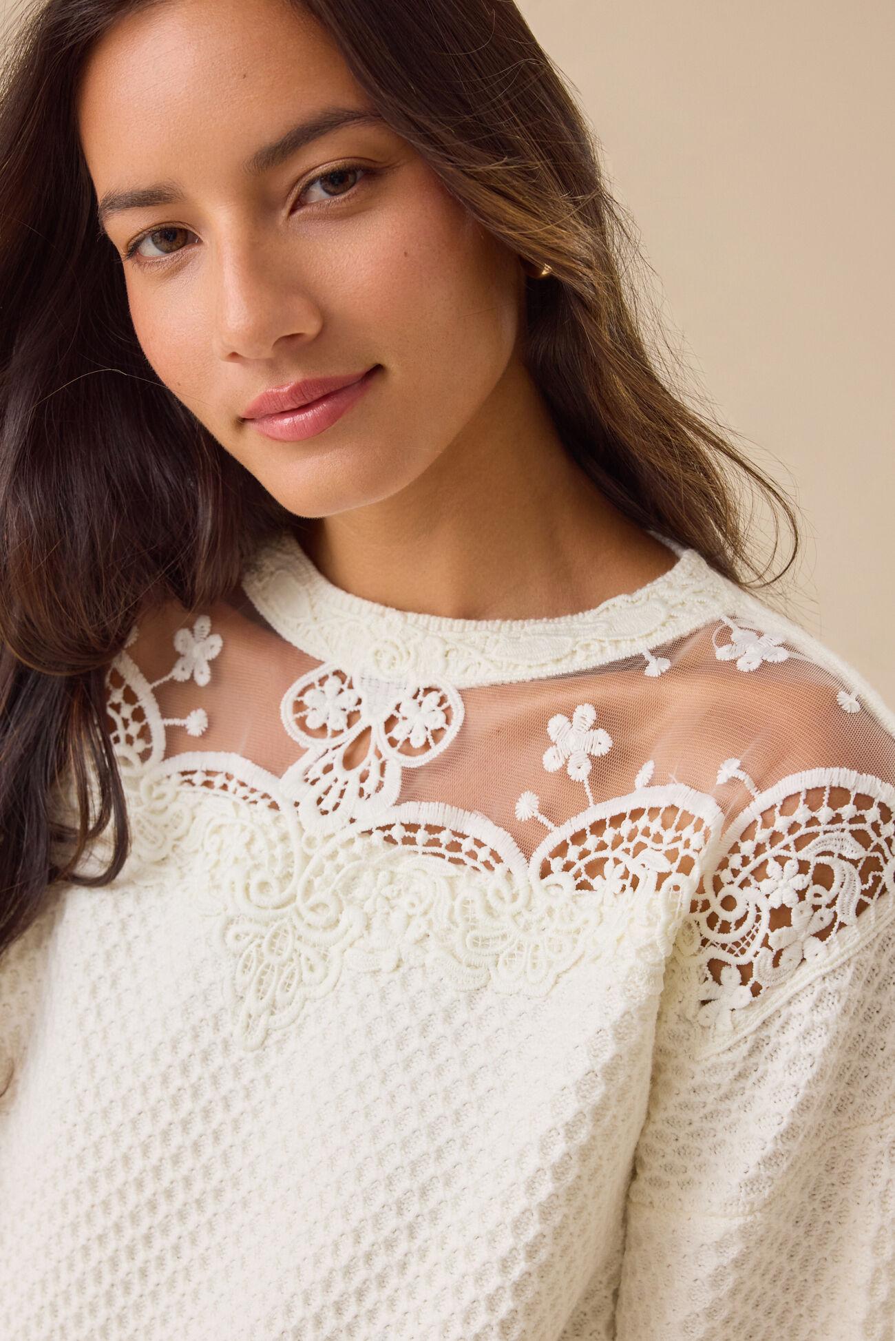 Gwen Lace Cropped Sweater Product Image