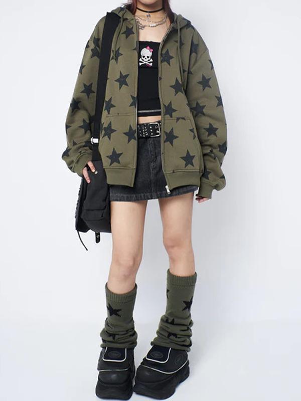 Star Print Oversized Hoodie Product Image