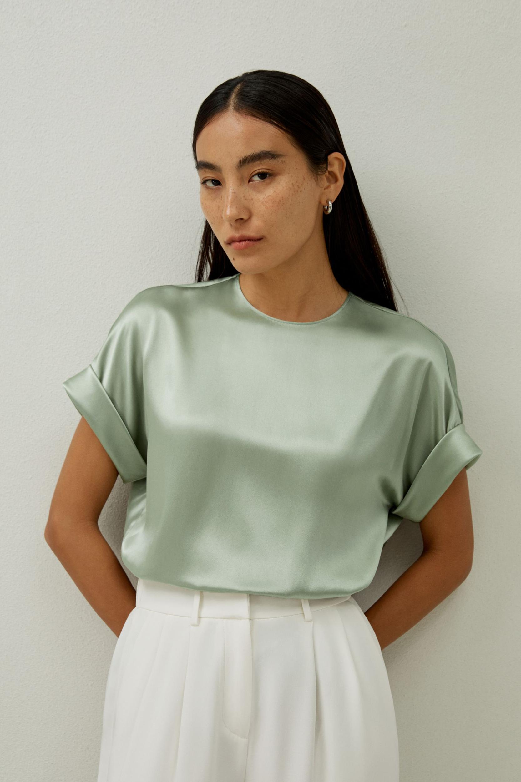 LILYSILK T Shirt Silk - Womens - Navy Blue 100 Silk - Organic Oversized Tops XS Product Image