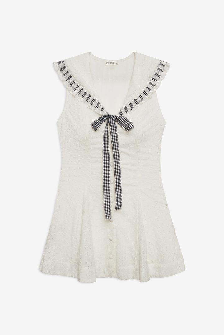 Rosie Ribbon Mini Dress — White Product Image