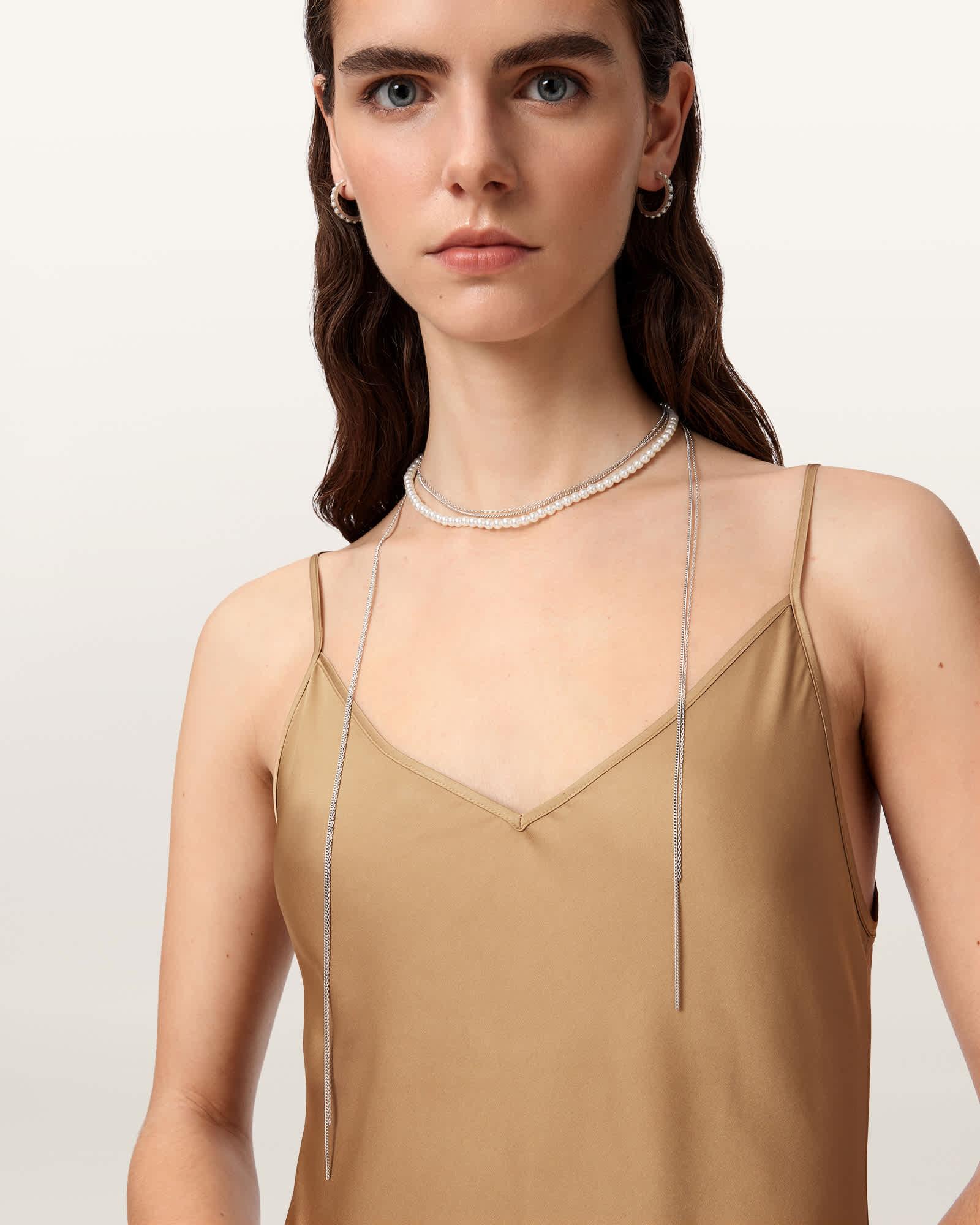 Nellie Pave Earrings WARM SILVER | ALLSAINTS US Product Image