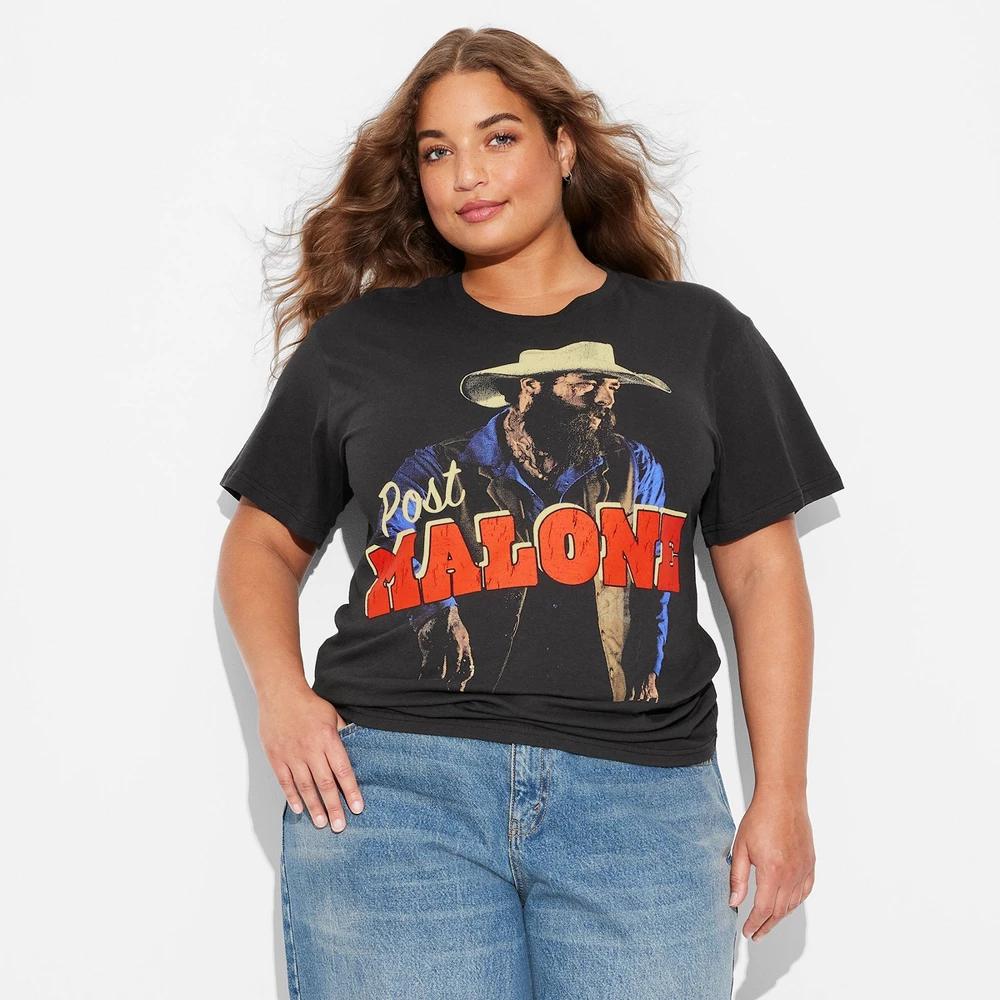 Women's Post Malone Short Sleeve Graphic T-Shirt - Black M: Cotton Crew Neck Pullover, Below Hip Length Product Image