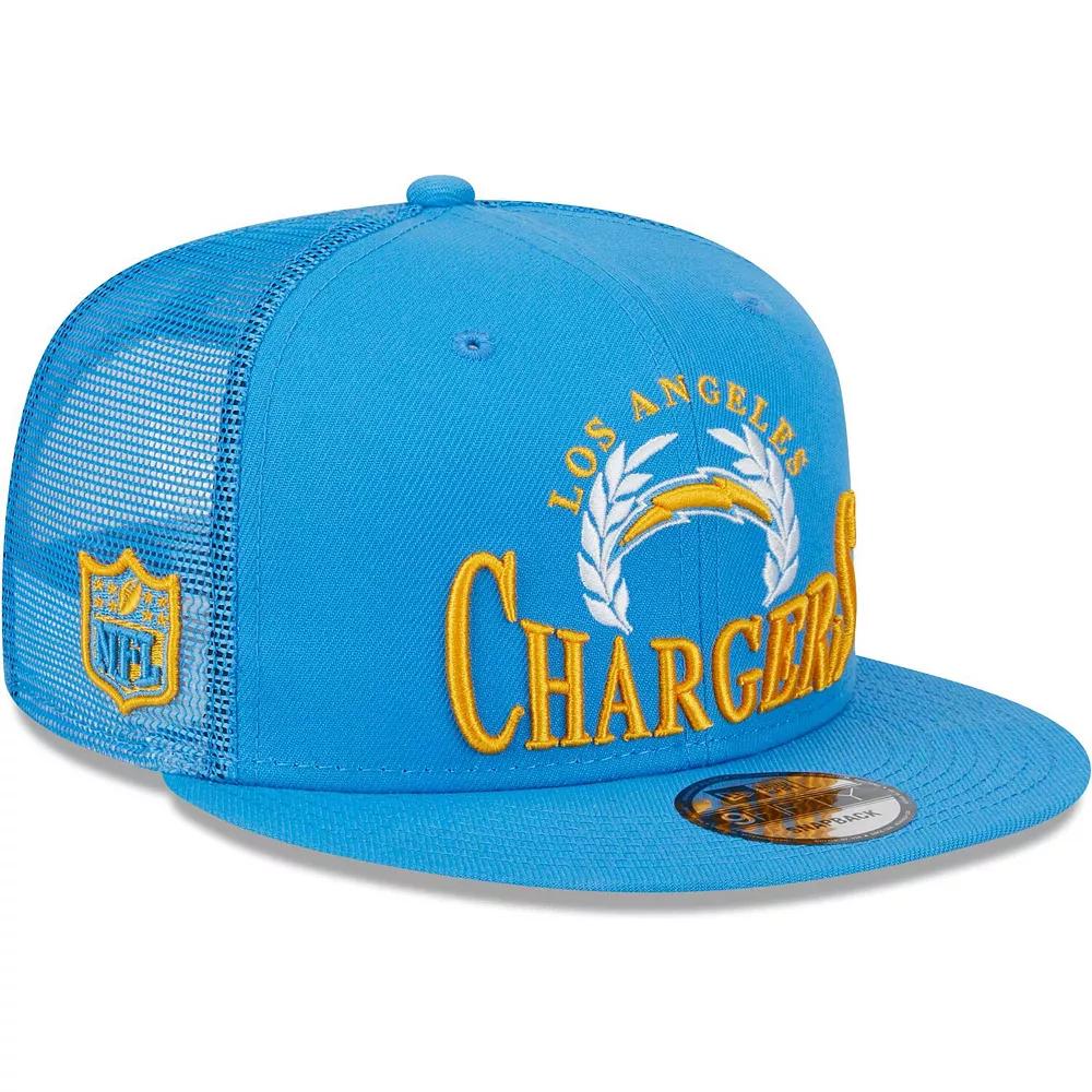 Men's New Era Powder Blue Los Angeles Chargers Collegiate Trucker 9FIFTY Snapback Hat, Light Product Image