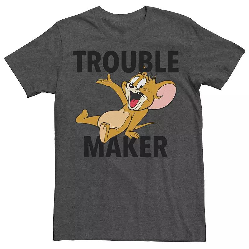 Mens Tom And Jerry Trouble Maker Portrait Graphic Tee Grey Heather Product Image