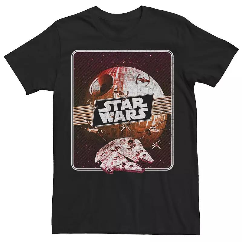 Men's Star Wars Death Star and Millennium Falcon Escape Graphic Tee, Size: Large, Black Product Image