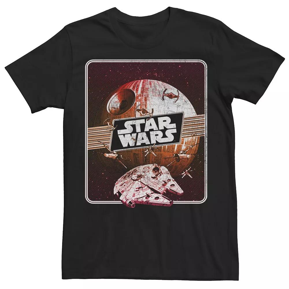 Men's Star Wars Death Star and Millennium Falcon Escape Graphic Tee, Size: Large, Black Product Image