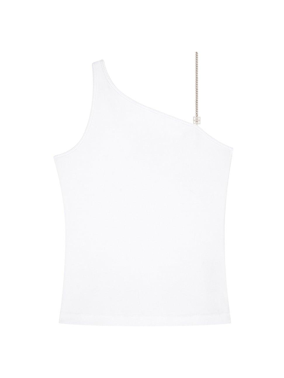 Womens Asymmetrical Top In Cotton With Chain Detail Product Image