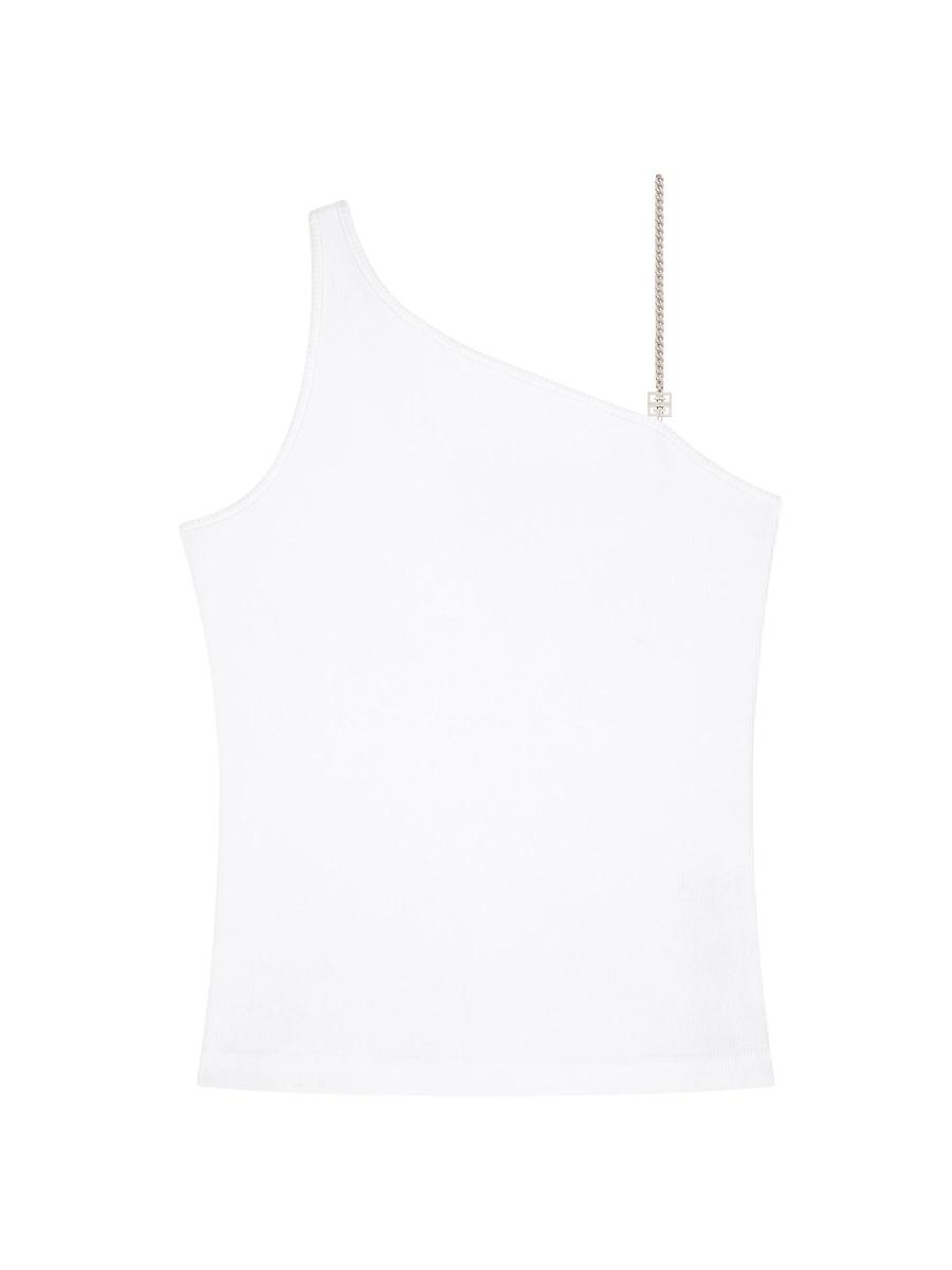 Womens Asymmetrical Top In Cotton With Chain Detail Product Image