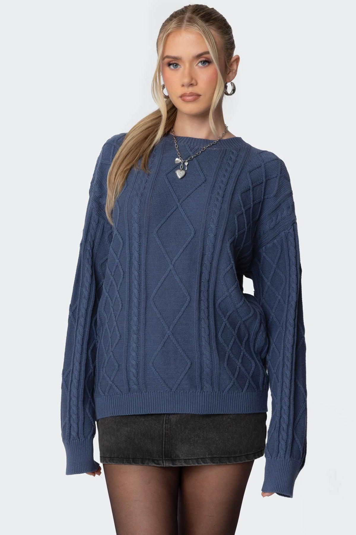 Jessy Cable Knit Oversized Sweater Product Image