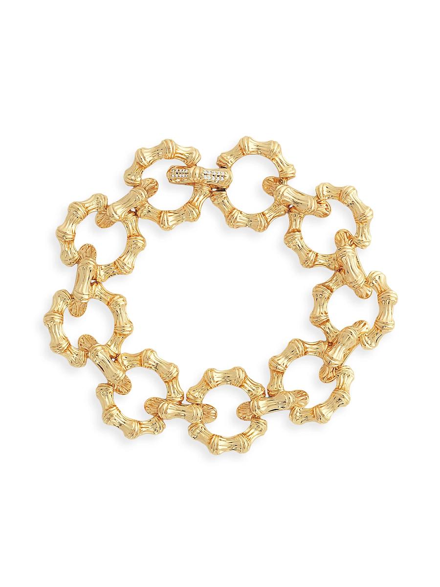 Womens Bamboo 18KPlated & Cubic Zirconia Chain Bracelet Product Image