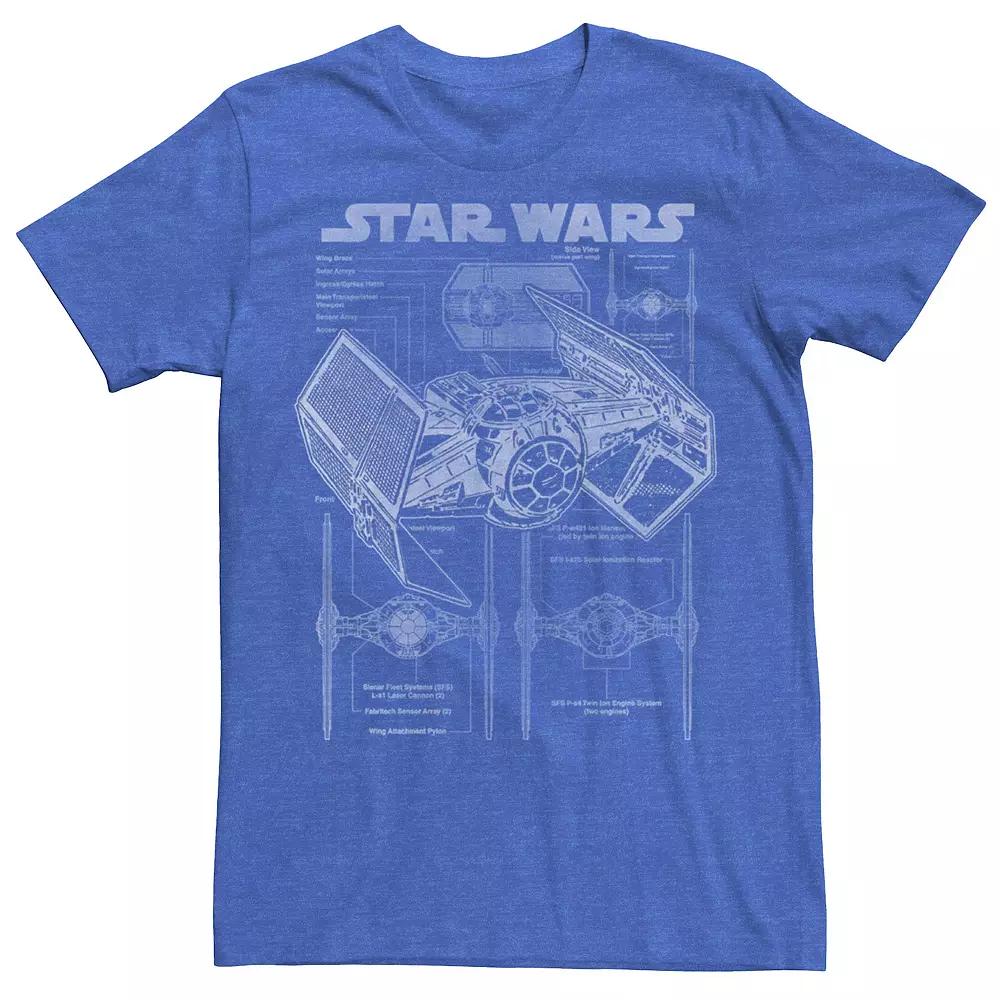 Men's Star Wars TIE Fighter Blueprint Schematics Tee,  Product Image