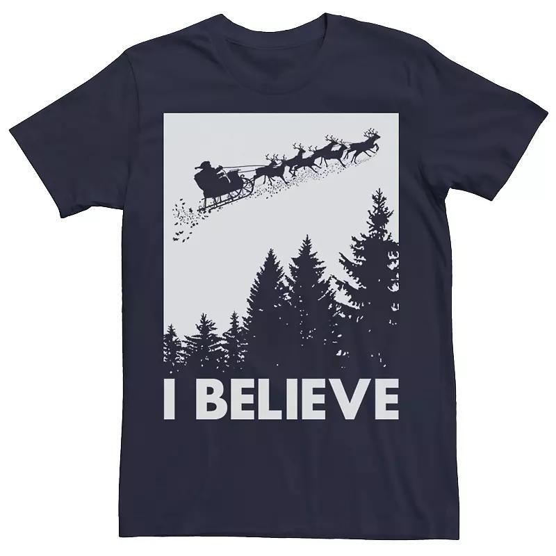 Men's Santa Claus I Believe Reindeer Christmas Tee,  Product Image