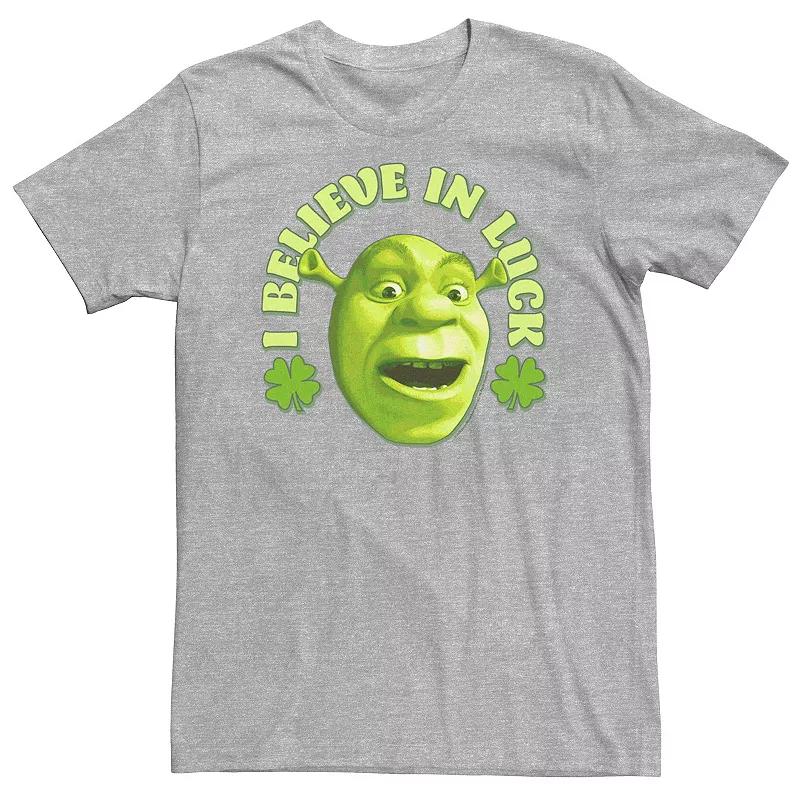 Big & Tall Shrek Big Face Saint Patrick's Day "I Believe In Luck" Tee, Men's, Size: 4XL, Athletic Grey Product Image
