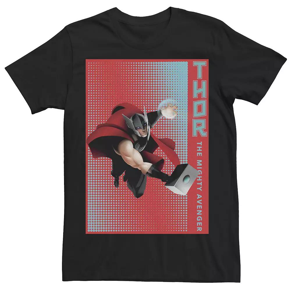 Men's Marvel Thor The Mighty Avenger Halftone Pop Art Poster Graphic Tee,  Product Image