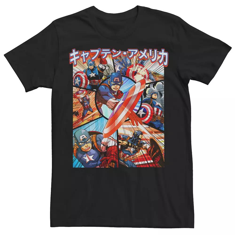 Men's Captain America Anime Action Graphic Tee,  Product Image
