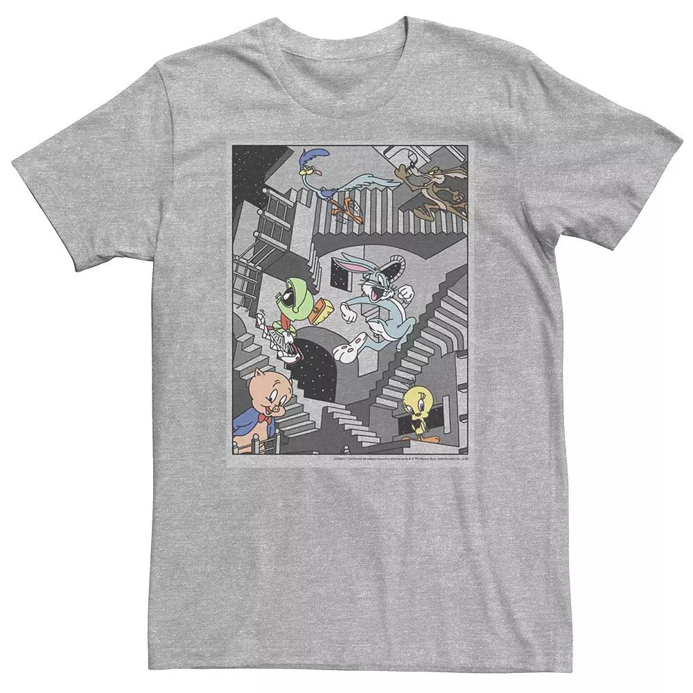 Big & Tall Looney Tunes Group Shot Stairways Poster Tee, Men's,  Product Image
