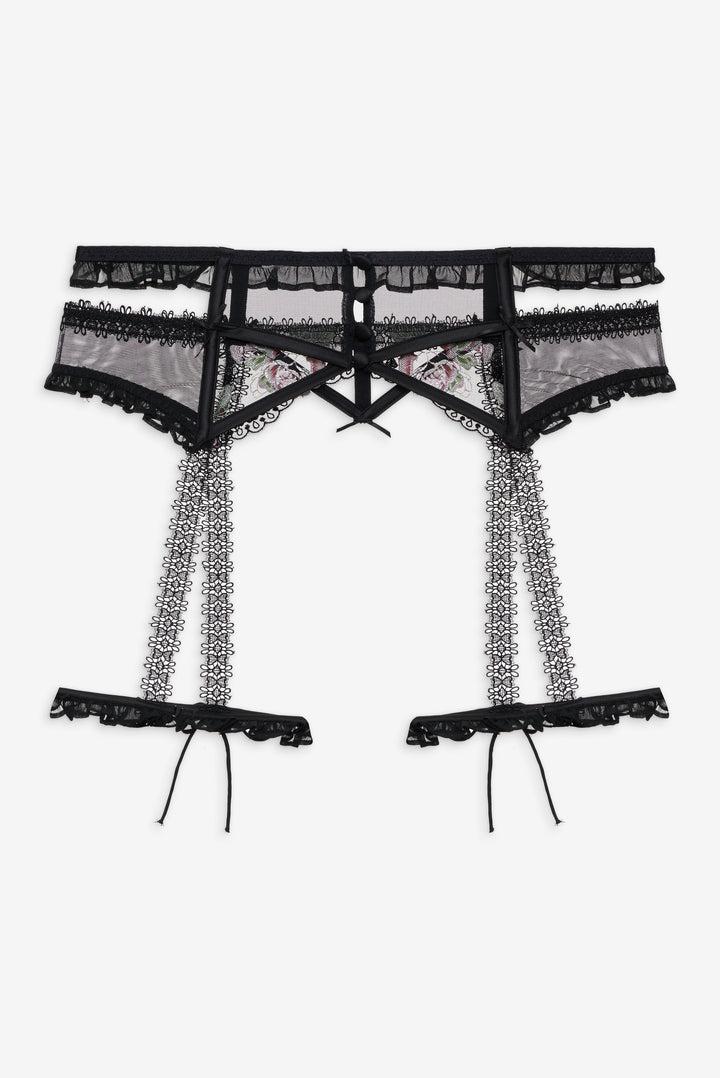 Love Garden Garter Belt — Black Product Image