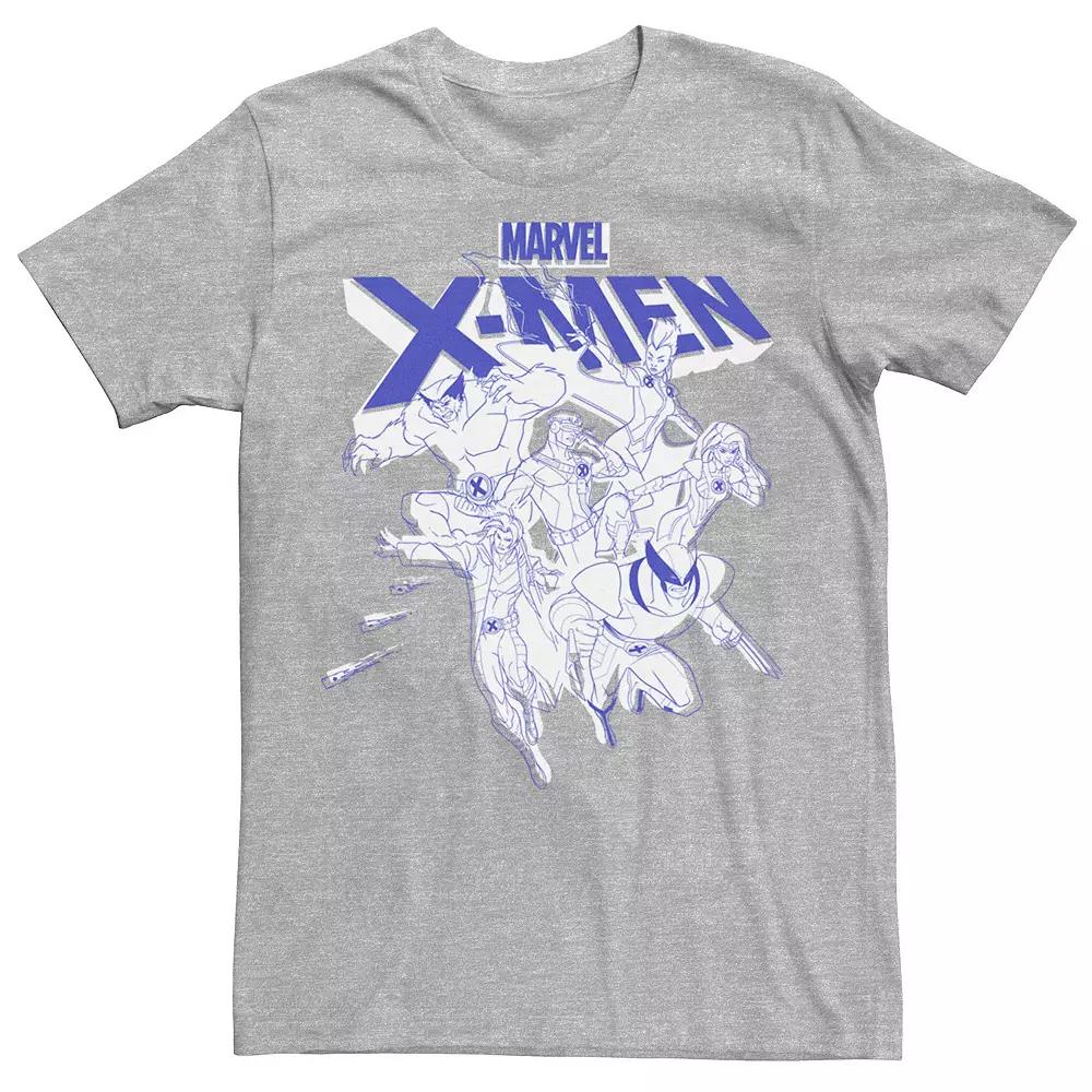 Mens Marvel X-Men Group Shot Character Sketch Tee Athletic Grey Product Image