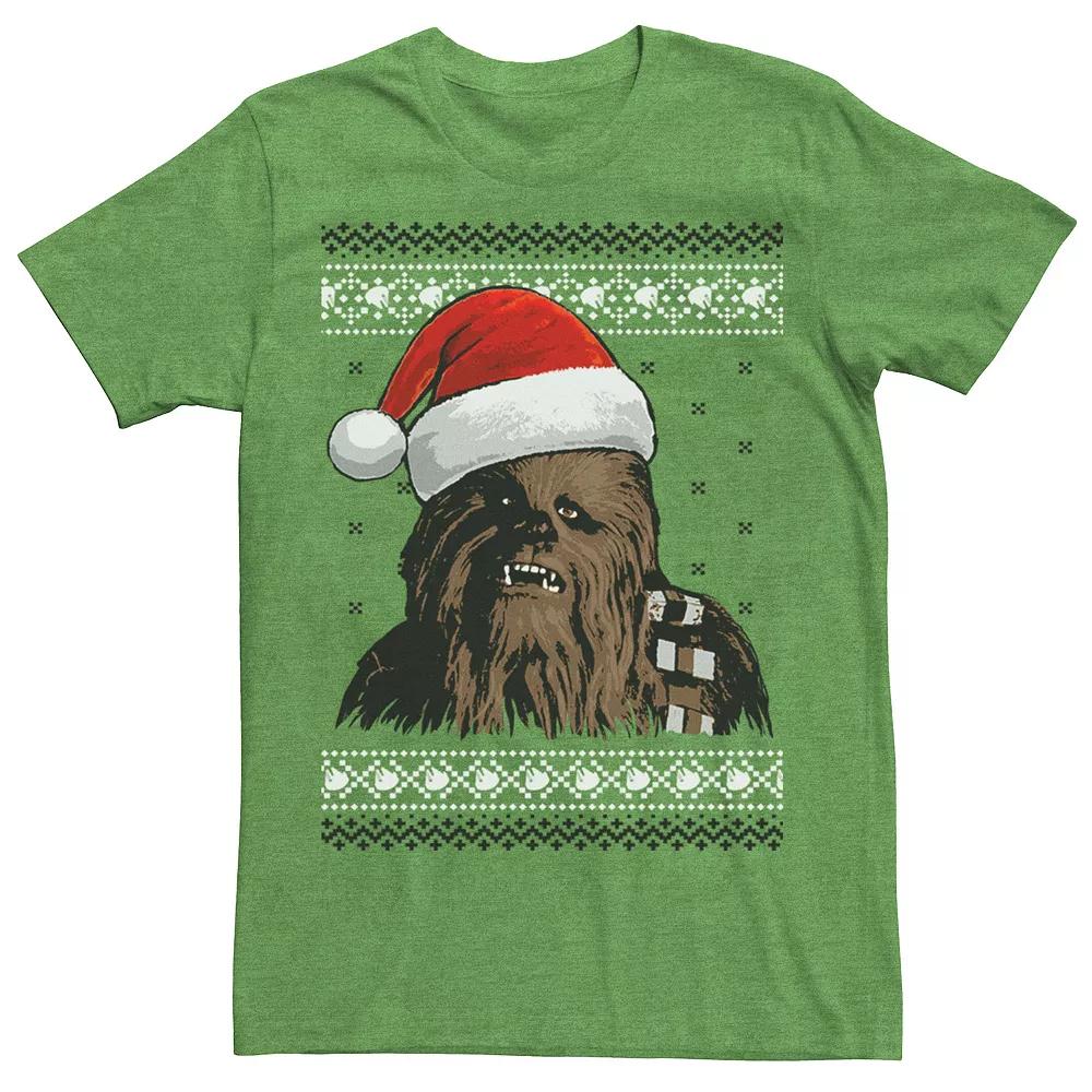 Men's Star Wars Chewie Santa Hat Ugly Christmas Sweater Graphic Tee,  Product Image
